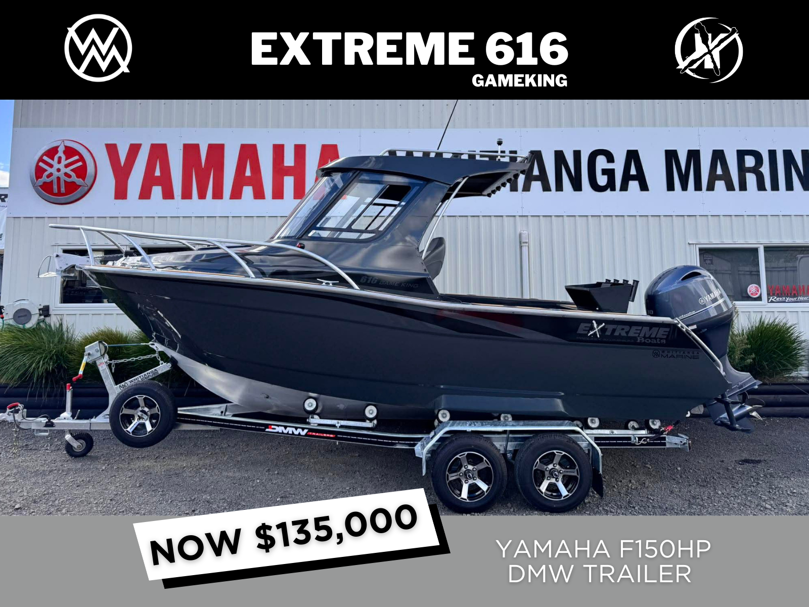 2026 EXTREME 616 GAME KING, YAMAHA F150HP &amp; DMW TRAILER NOW WITH SEAKEEPER RIDE TECHNOLOGY