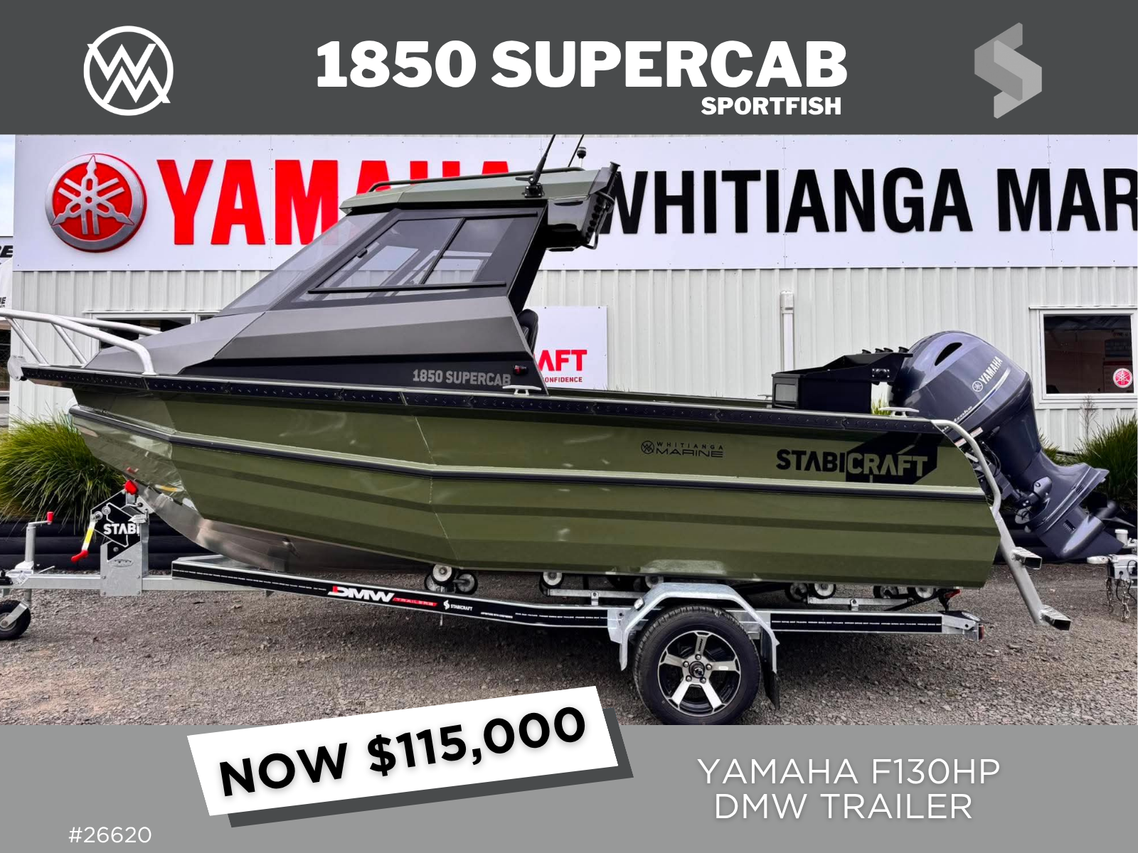 2026 STABICRAFT 1850 SUPERCAB, YAMAHA F130HP &amp; DMW TRAILER