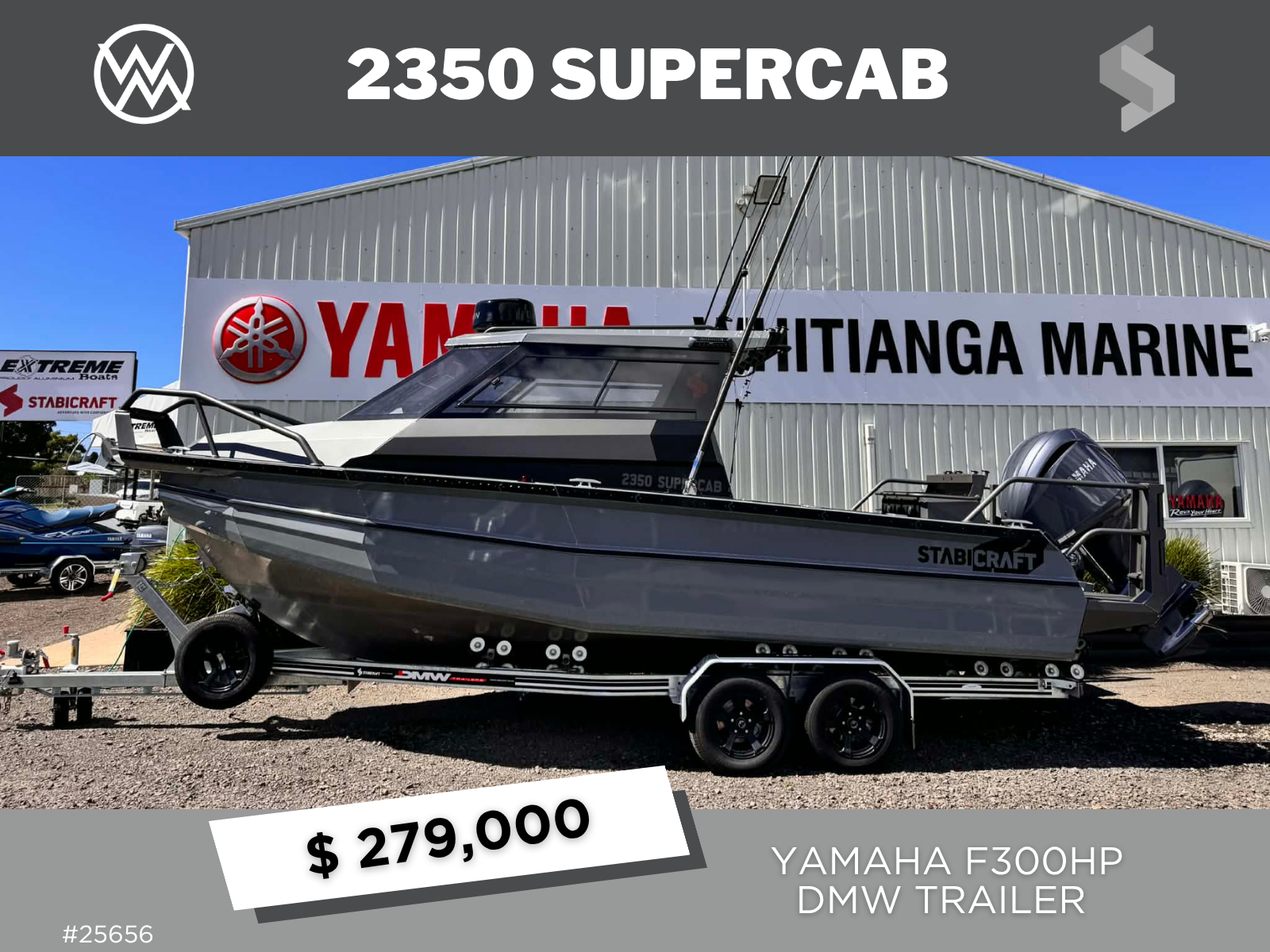 $5,000 FREE FUEL!! 2025 STABICRAFT 2350 SUPERCAB, YAMAHA F300HP &amp; DMW TRAILER.