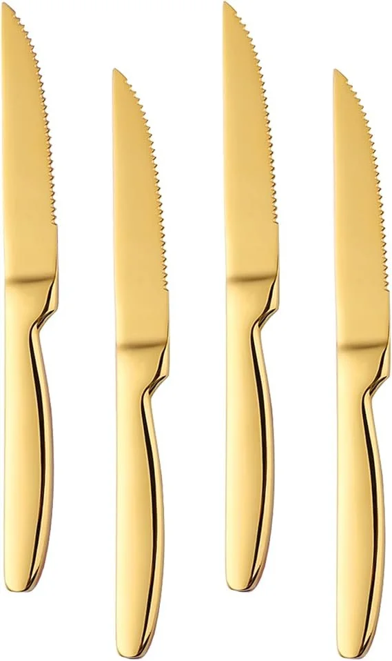4 Gold Stainless Steel Steak Cutlery Knife