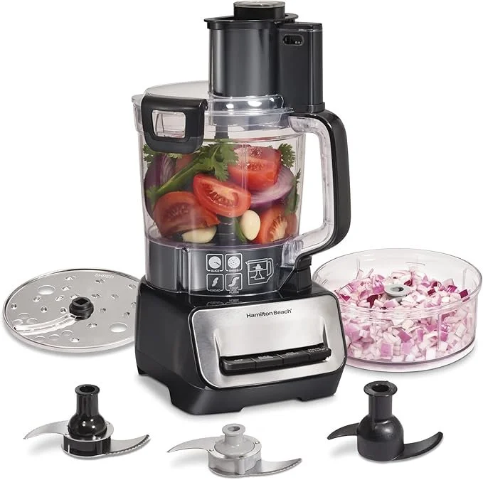 Hamilton Beach Stack & Snap Food Processor and Vegetable Chopper, BPA Free, Stainless Steel Blades