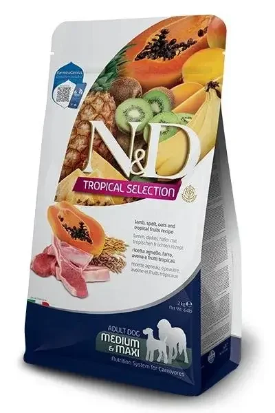 Farmina N&D Tropical Selection Lamb, Spelt, Oats & Tropical Fruits Adult Medium & Maxi Dry Dog Food