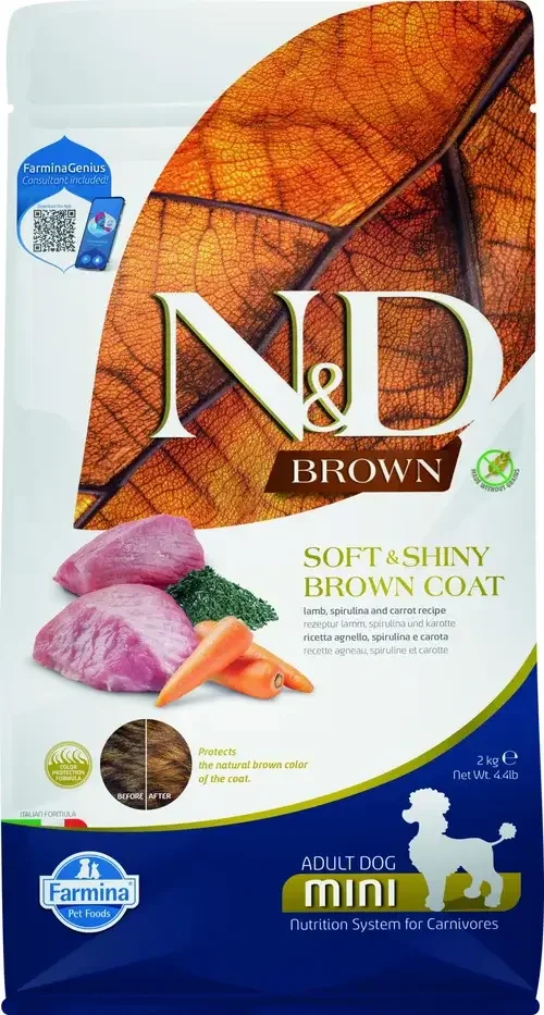 Farmina Brown Coat Lamb, Norwegian Kelp & Carrot Adult Mini Dry Dog Food 2KG
