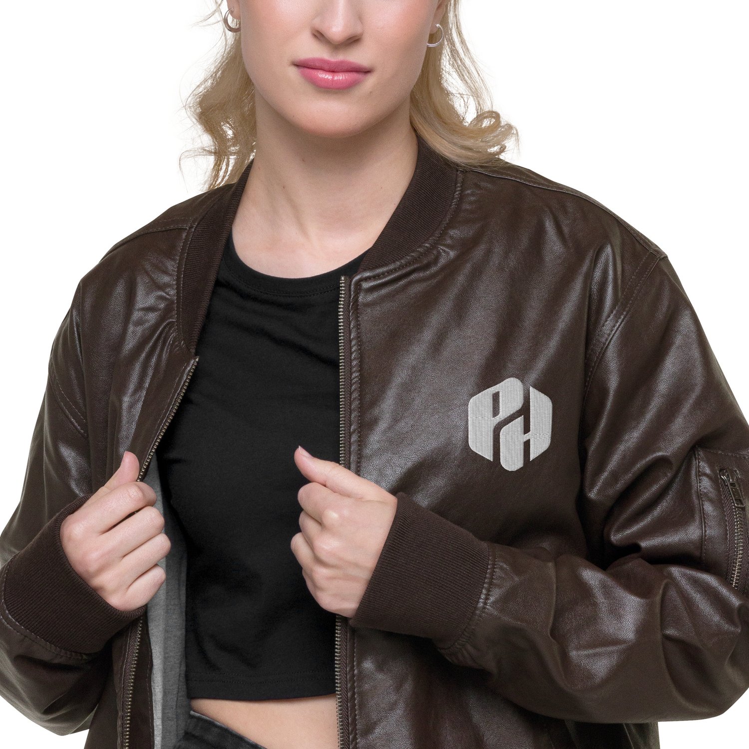 Faux Leather Bomber Jacket  Threadfast Apparel 395J — pH Wellness