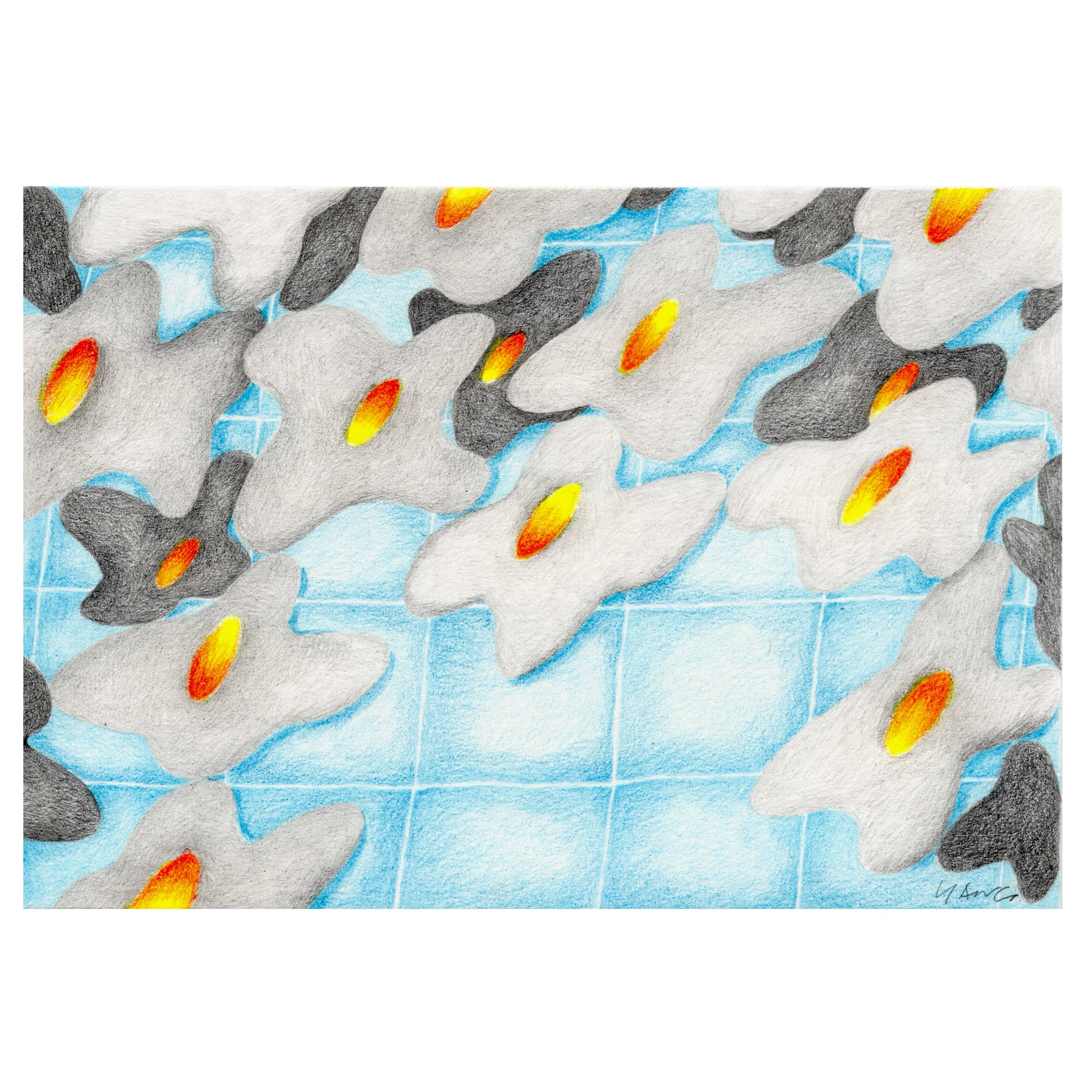 Every drop counts, 2025
Kailun Yang
5.5 x 7.5 in （image), 11 x 14 in (framed)
Chalk pastel, colored pencil, watercolor, and bleached bee wax on paper