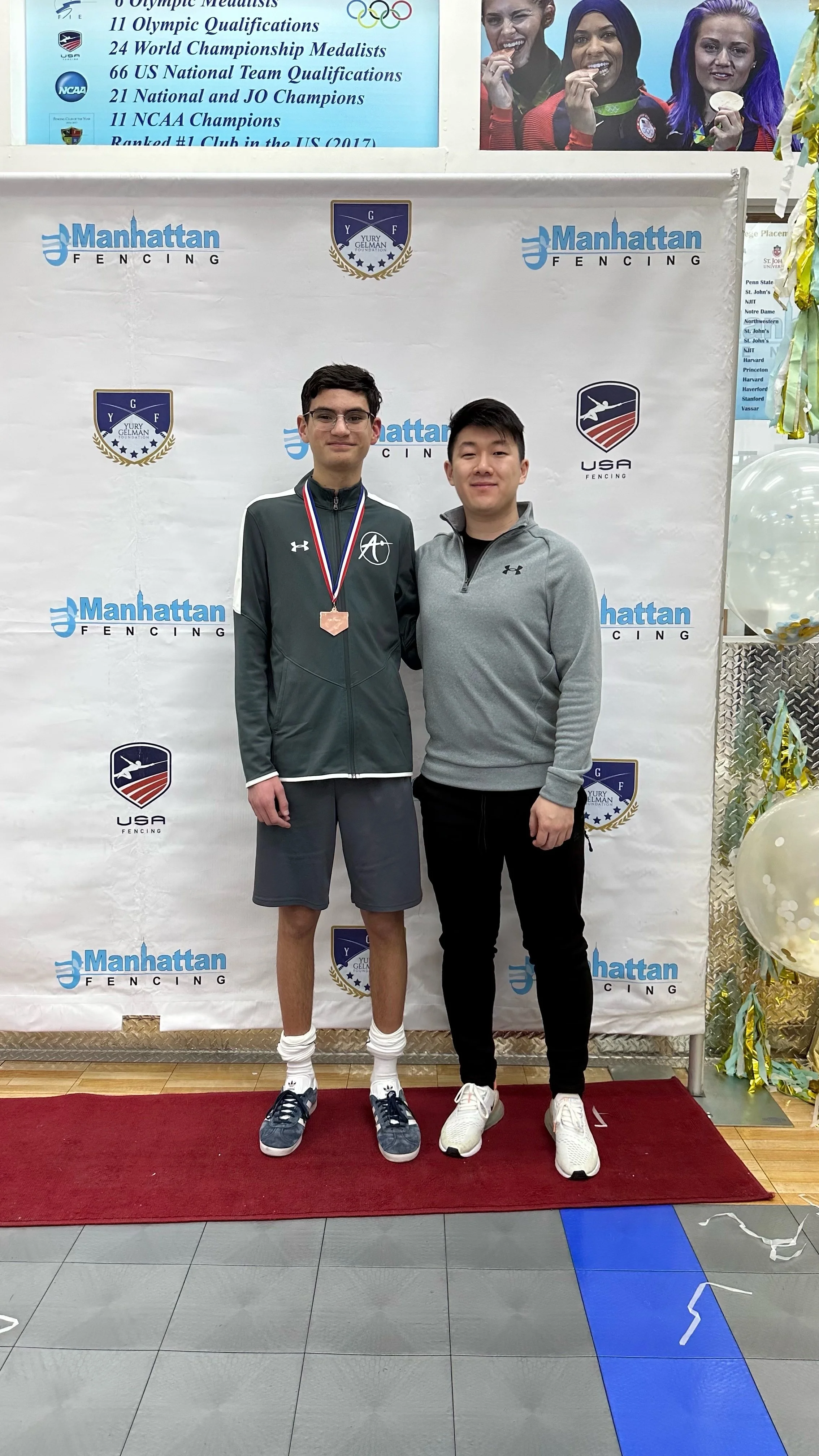 Rowan Shenoy and Coach Brian Chen with a 5th Place finish at the Manhattan Liberty Cup