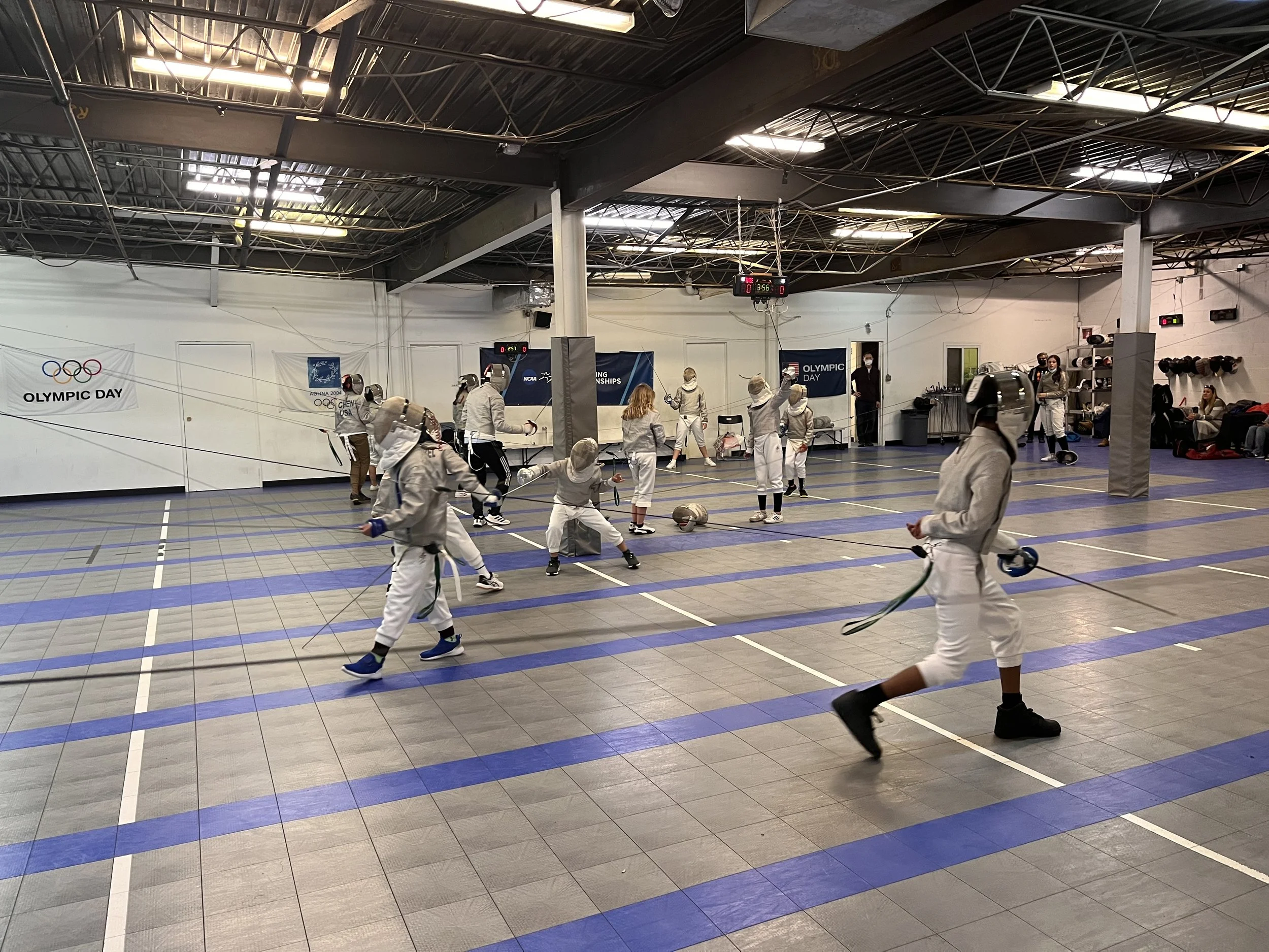 Friday night practice at Allegro Fencing Center