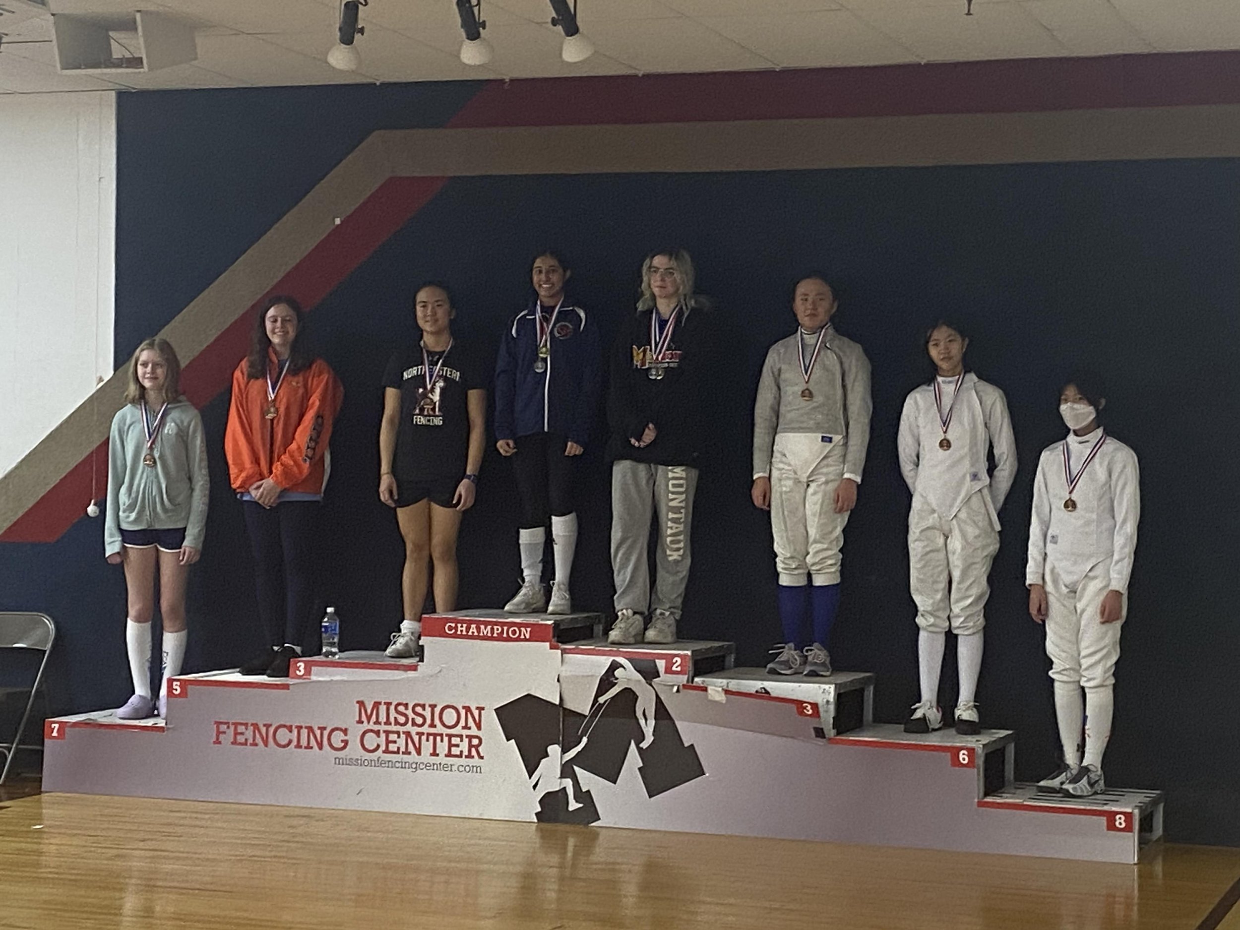 Anika Nayak with a Gold Medal in Junior Women's Saber and a Silver Medal in Cadet Women's Saber at the Mission JO Qualifiers