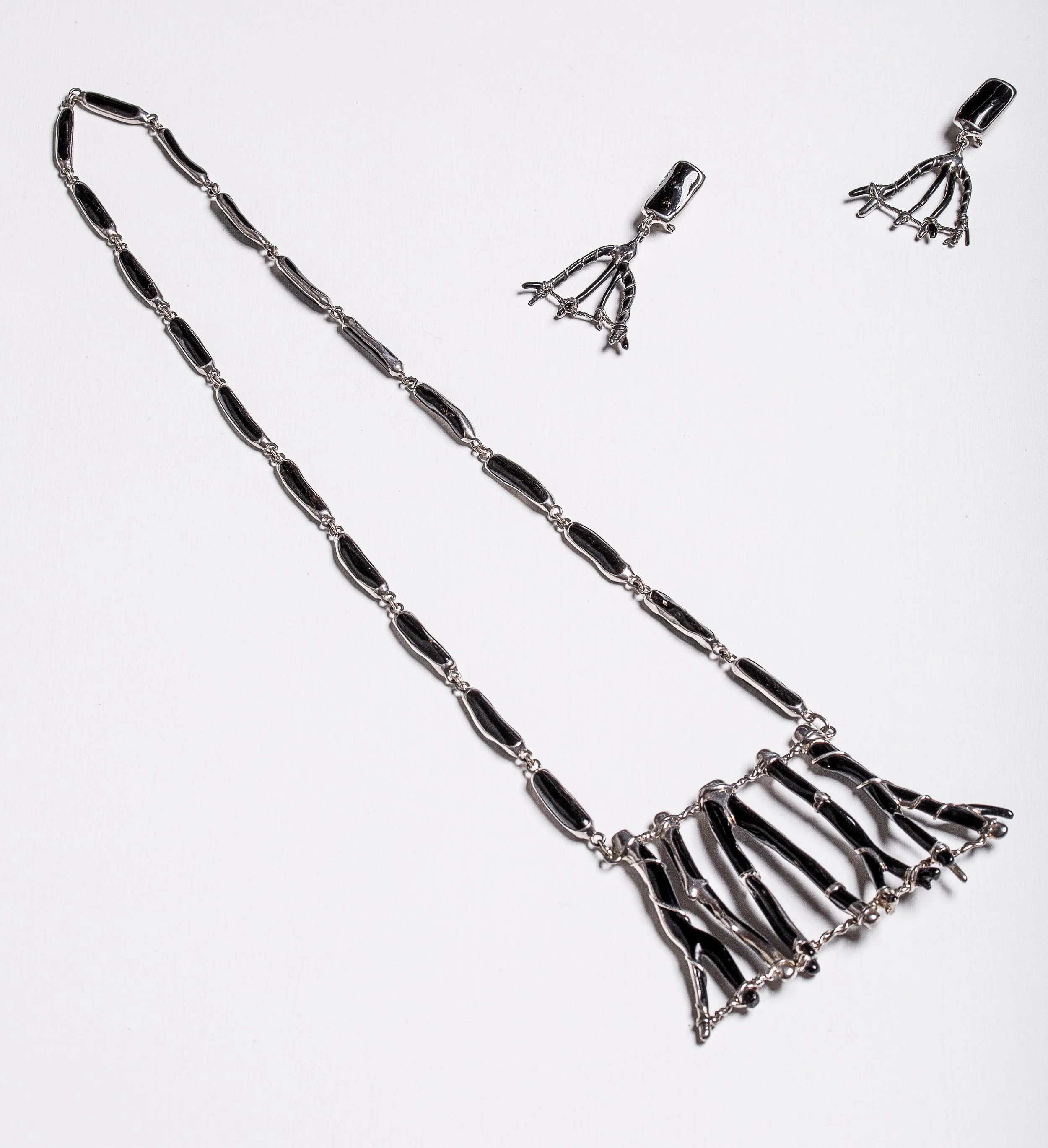 Black Coral silver necklace set pure silver 99.2 pure