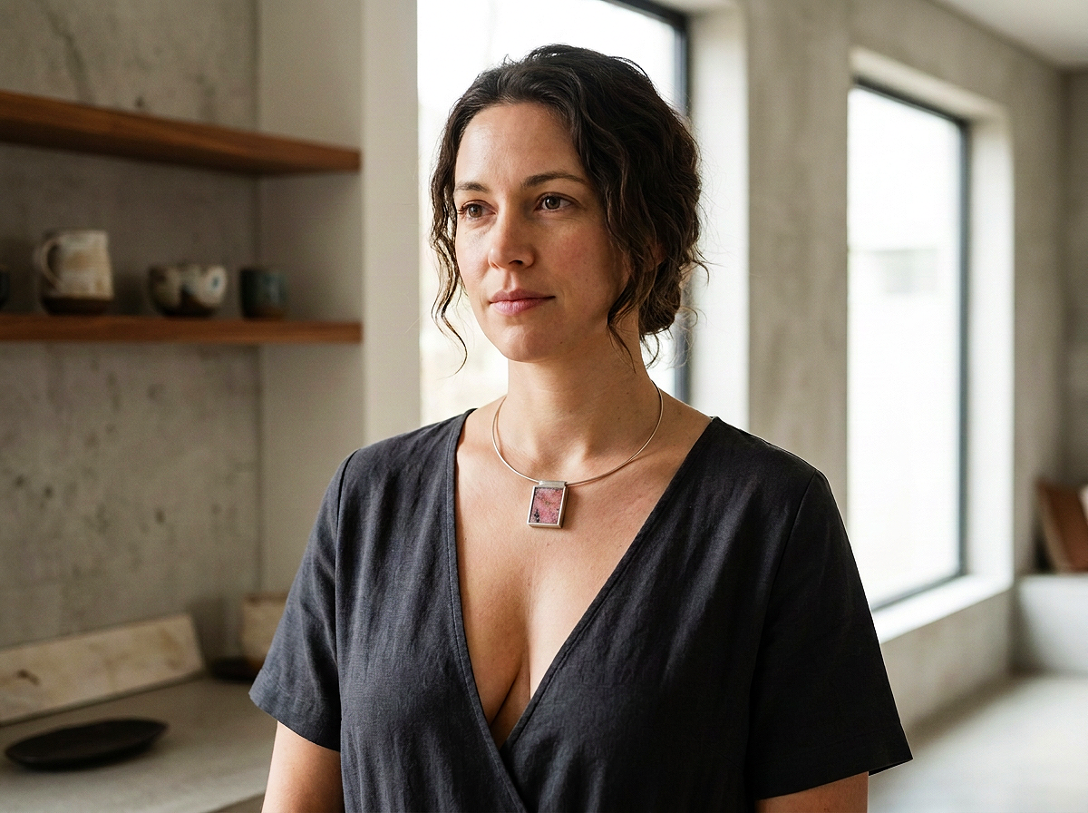 John Hablitschek Rhodonite choker pendant.