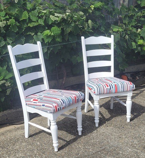 Retro Fabric Ladder Back Chairs