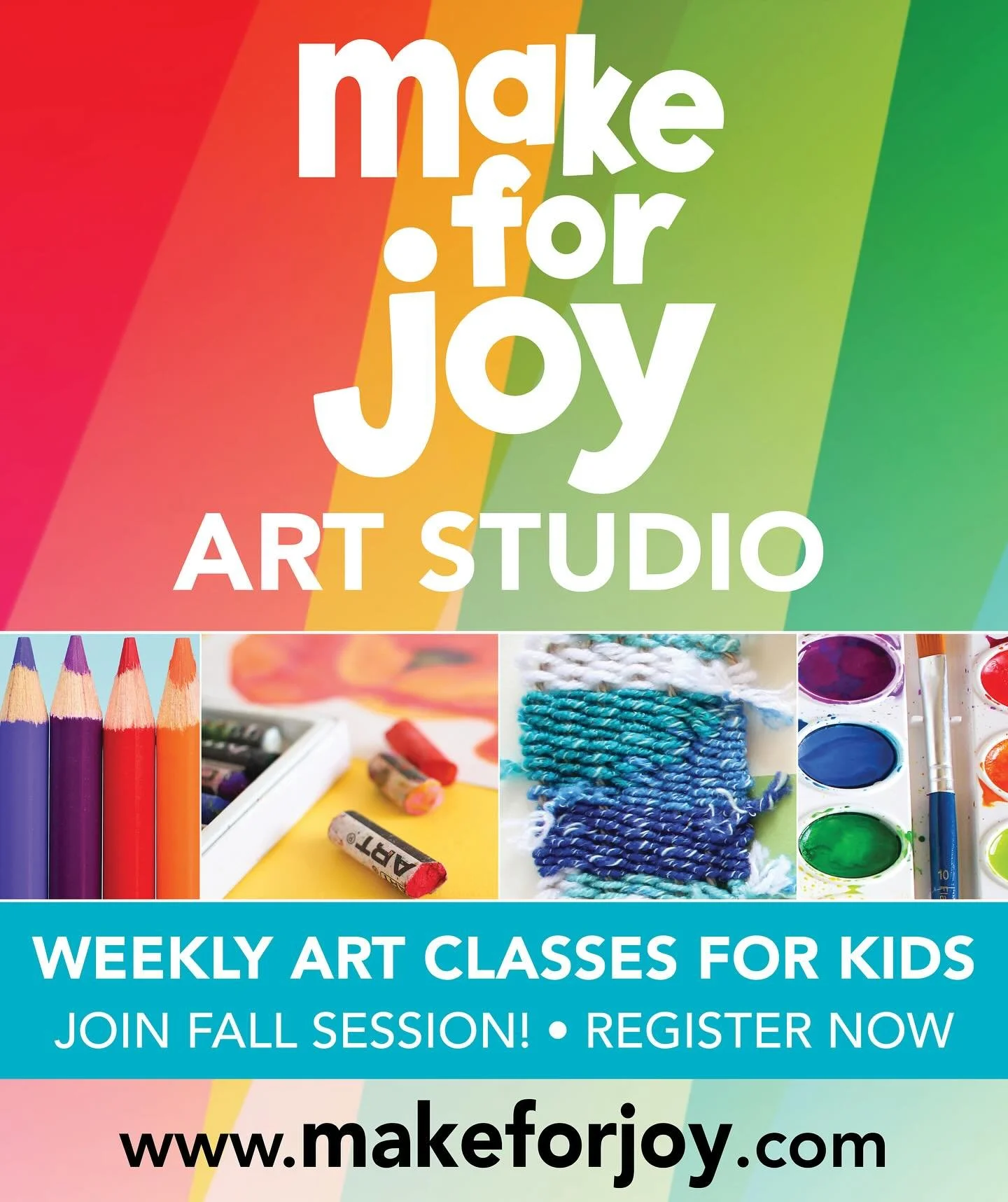 FALL SESSION ART CLASSES ARE OPEN! 🍁 Back to school, back to art! We can&rsquo;t wait to see you back in the Studio in a few weeks! 🎨 Register Now at the Link in Bio, and at makeforjoy.com.
