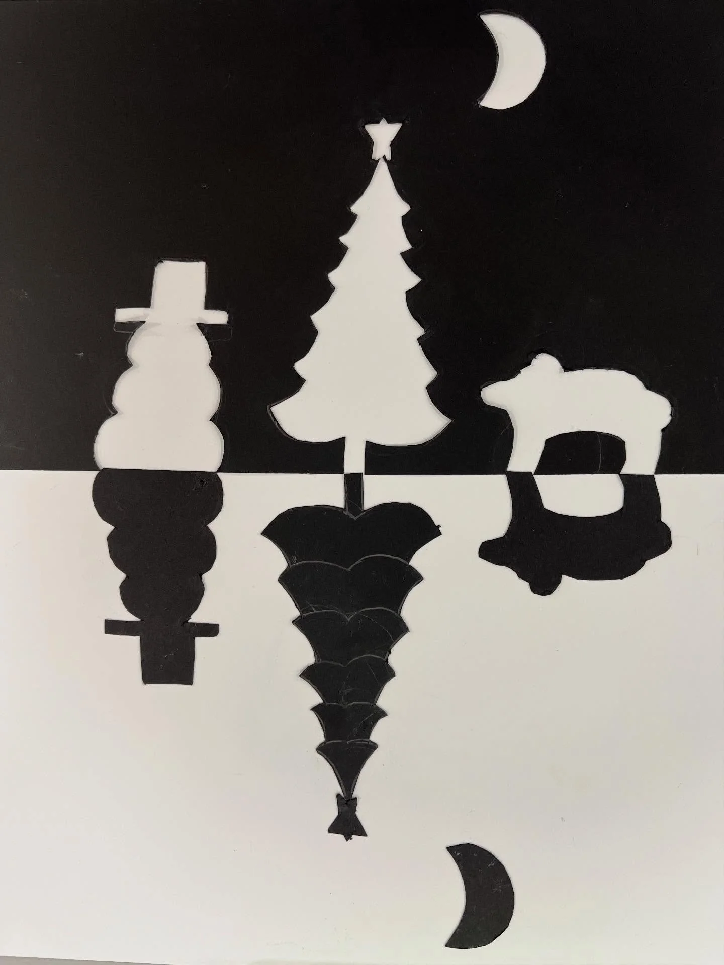 Happy New Year&rsquo;s Eve! Wishing everyone a peaceful evening and an inspiring start to 2026!! ✨We can&rsquo;t wait to see you back in the Art Studio soon!
These are winter &ldquo;Notan&rdquo; paper pieces by this week&rsquo;s Winter Break Art Camp