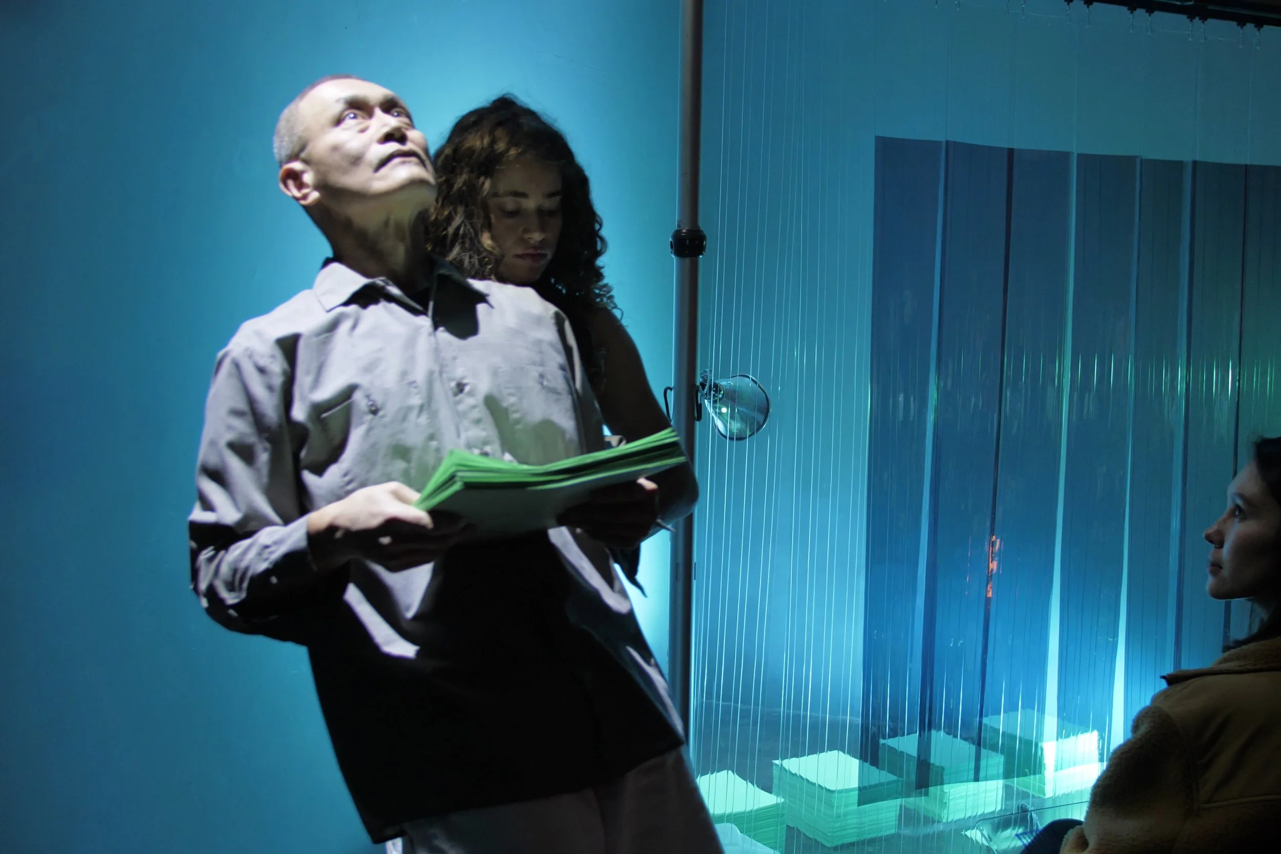  Eutrophia II  @ Automata Theater, Los Angeles  Oct 3 &amp; 4, 2025  Conceived and Directed by Amy Chiao  Performed by Avalon Greenberg Call, Dylan Marx, YoungTseng, &amp;  Amy Chiao   Set Design by Danny Baxter &amp; Natalie Ferguson  Lighting Desig