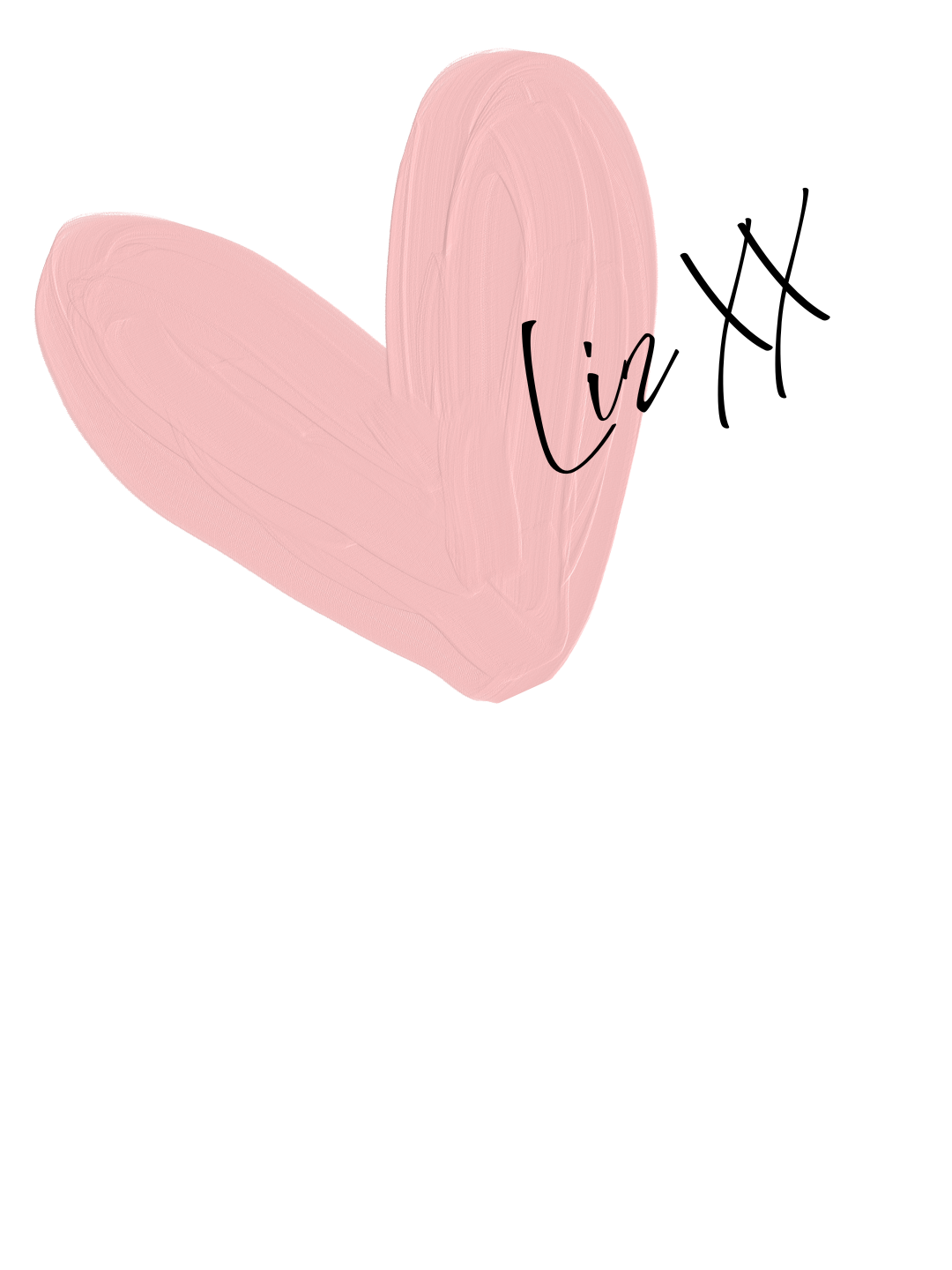Pink heart with black handwritten text that says 'Love' and a black arrow pointing to the right.