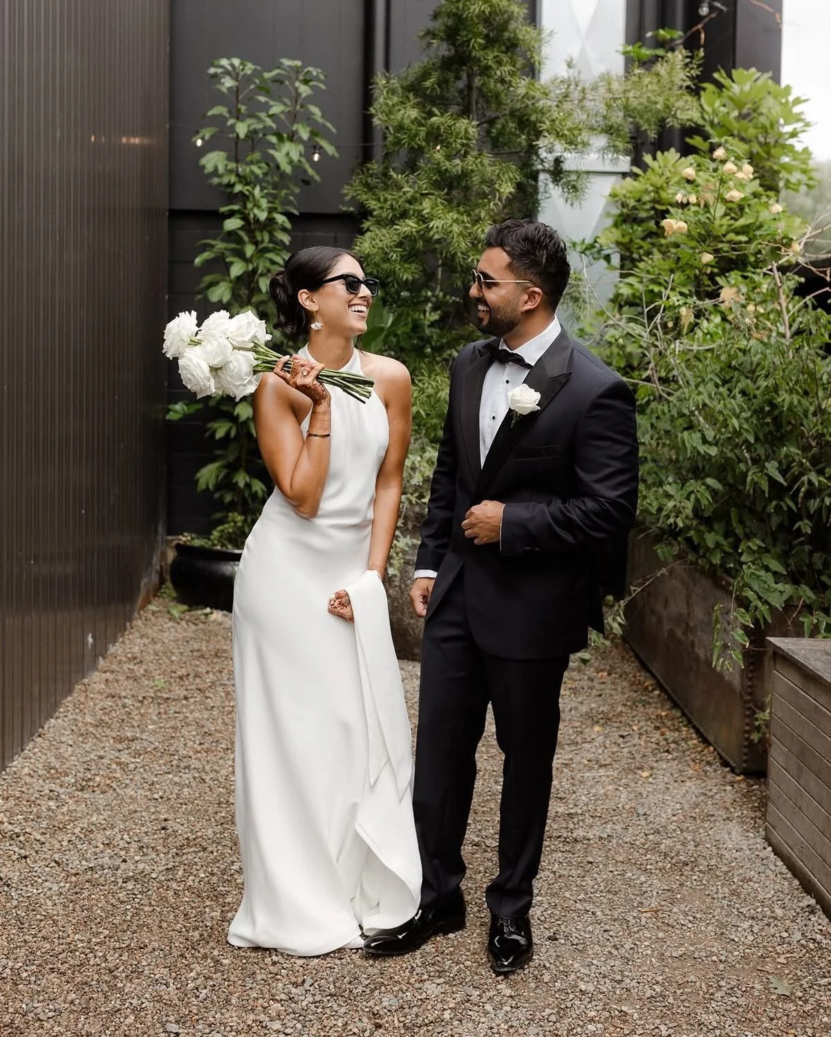 bride and groom ready fro wedding reception in Auckland NZ