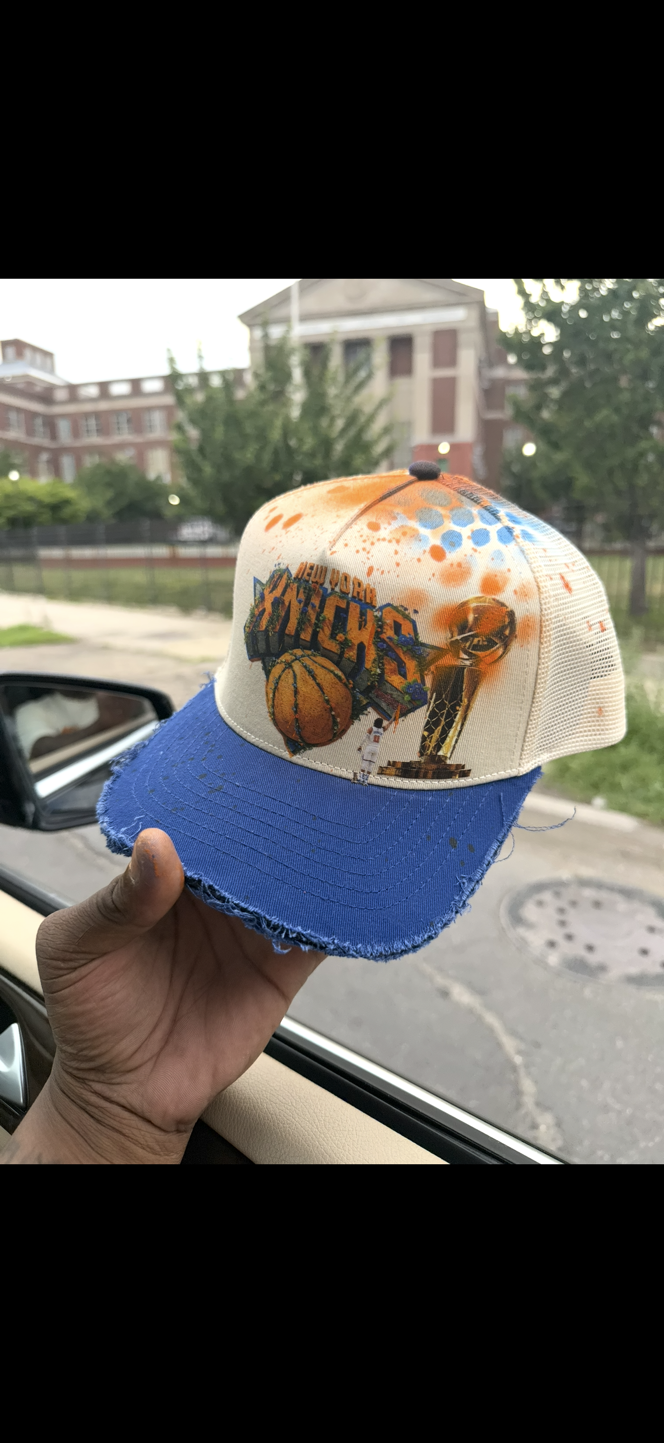 Knicks hat “cream blue brim” snapback