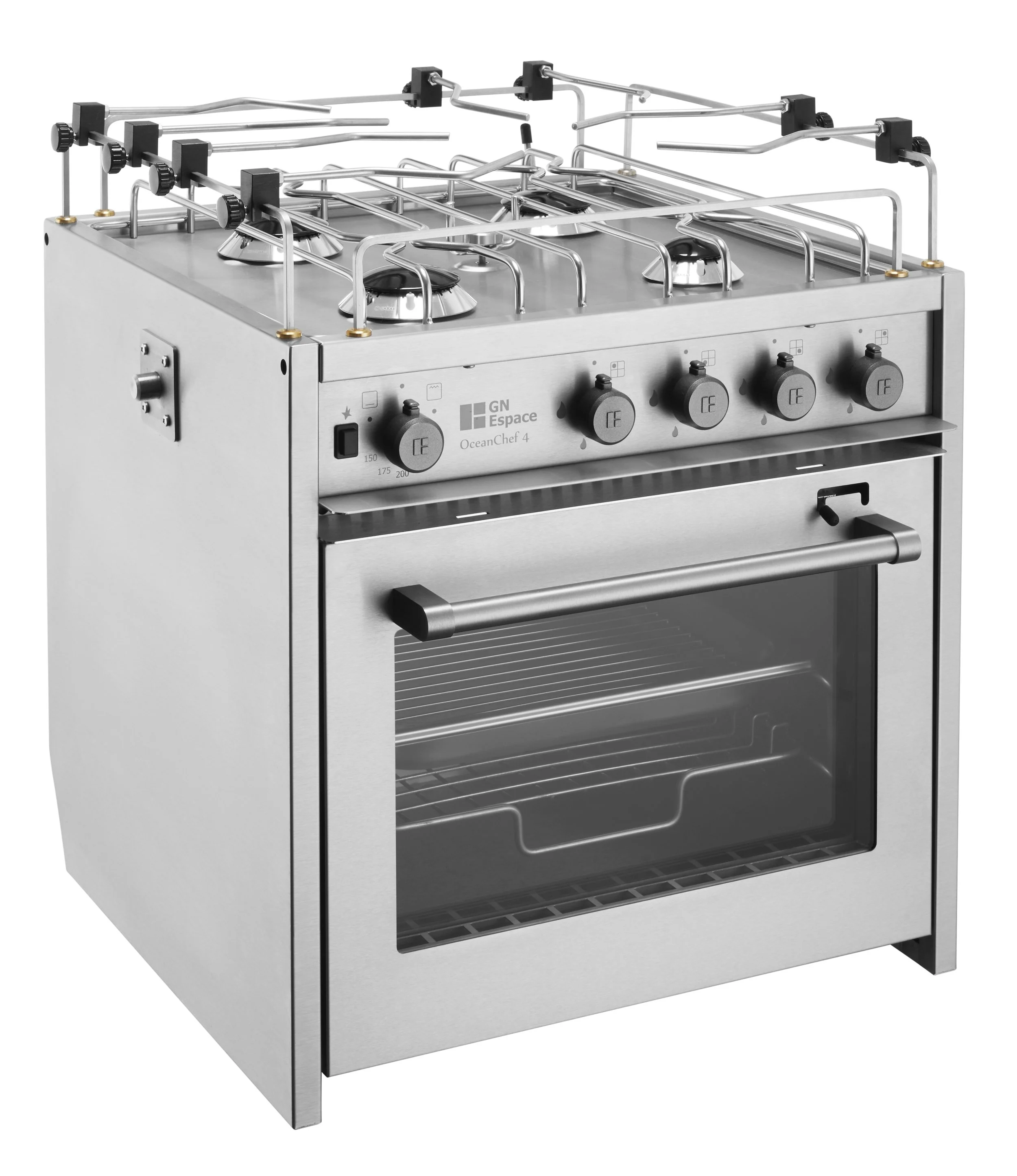 Cut-out photograph of a stainless steel yacht cooker