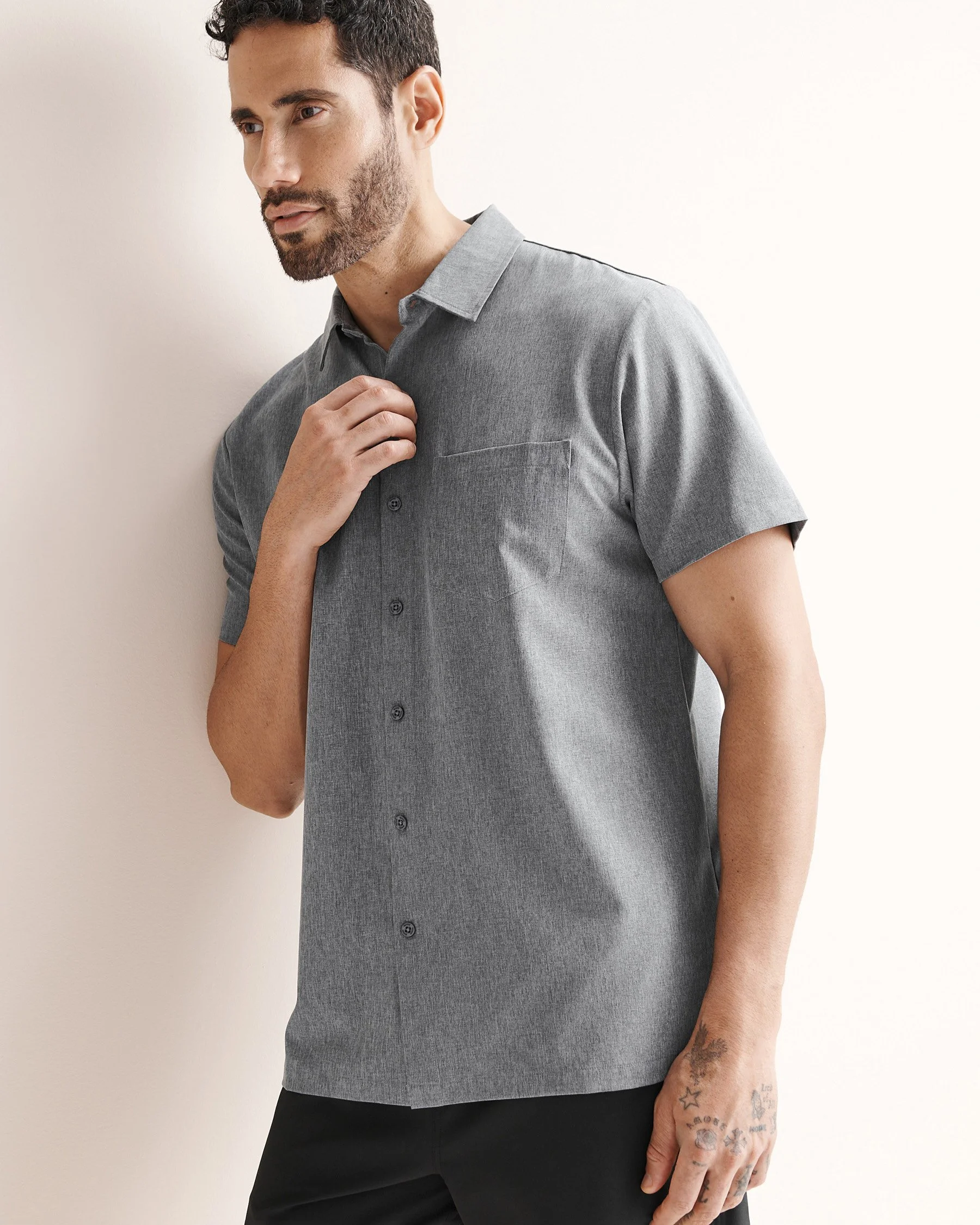 Hybrid Short Sleeves Shirt - Light Heather Gray