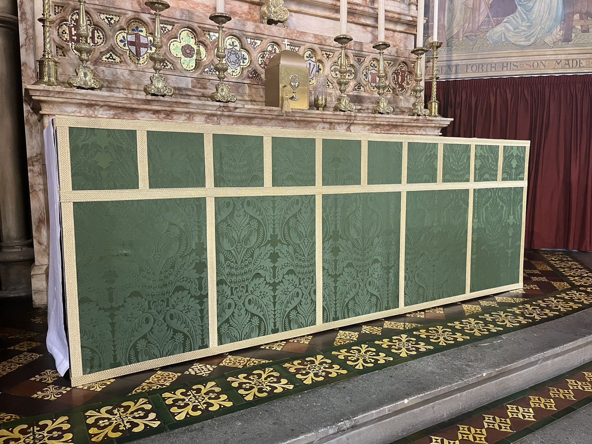 Green Angel Wings Fabric Altar Frontal