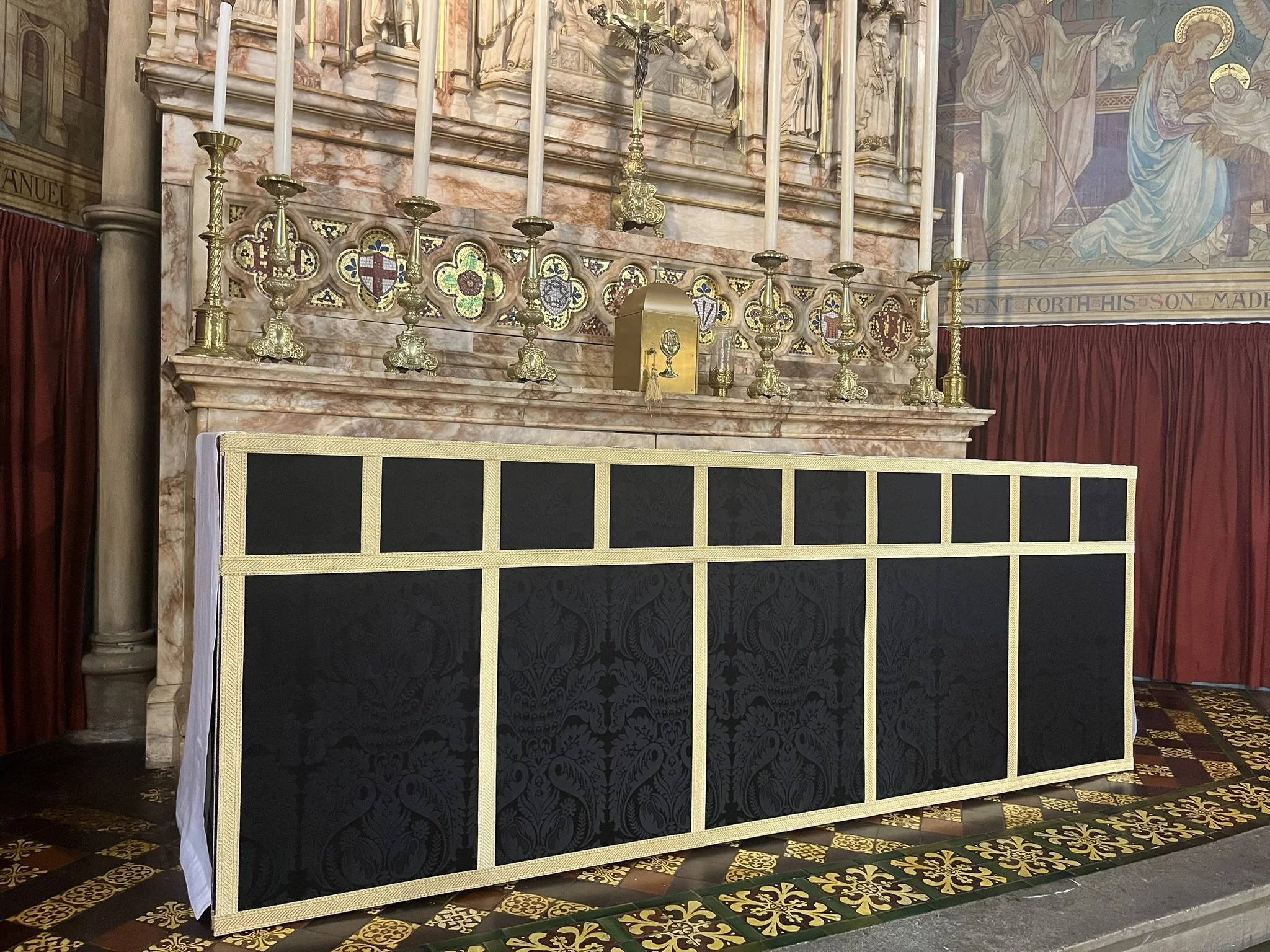 Black Angel Wings Fabric Altar Frontal