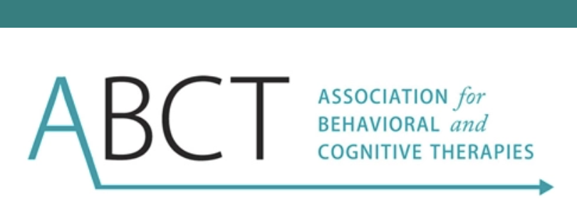 Logo for ABCt, the Association for Behavioral and Cognitive Therapies, featuring teal and black text with a teal arrow.