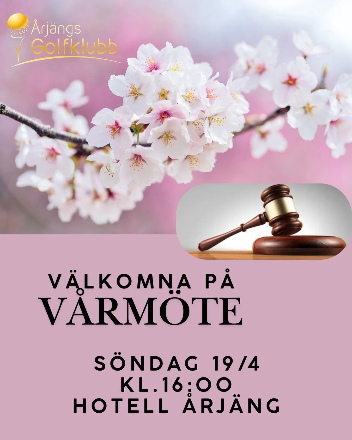 Vi v&auml;lkomnar alla medlemmar p&aring; V&aring;rm&ouml;te 🌸

📅 S&ouml;ndag 19:e April
⏰ kl.16:00
📍 Hotell &Aring;rj&auml;ng

Alla medlemmar ska ha f&aring;tt kallelse p&aring; mail annars finner du den &auml;ven p&aring;: www.arjangsgk.se/varmo