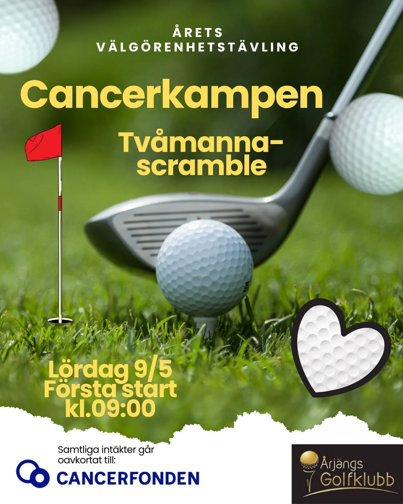 ⛳️P&aring; L&ouml;rdag 9/5 s&aring; anordnar vi &aring;rets v&auml;lg&ouml;renhetst&auml;vling Cancerkampen d&auml;r alla int&auml;kter g&aring;r oavkortat till Cancerfonden. F&ouml;rutom startavgiften s&aring; finns det m&ouml;jlighet att sk&auml;nk