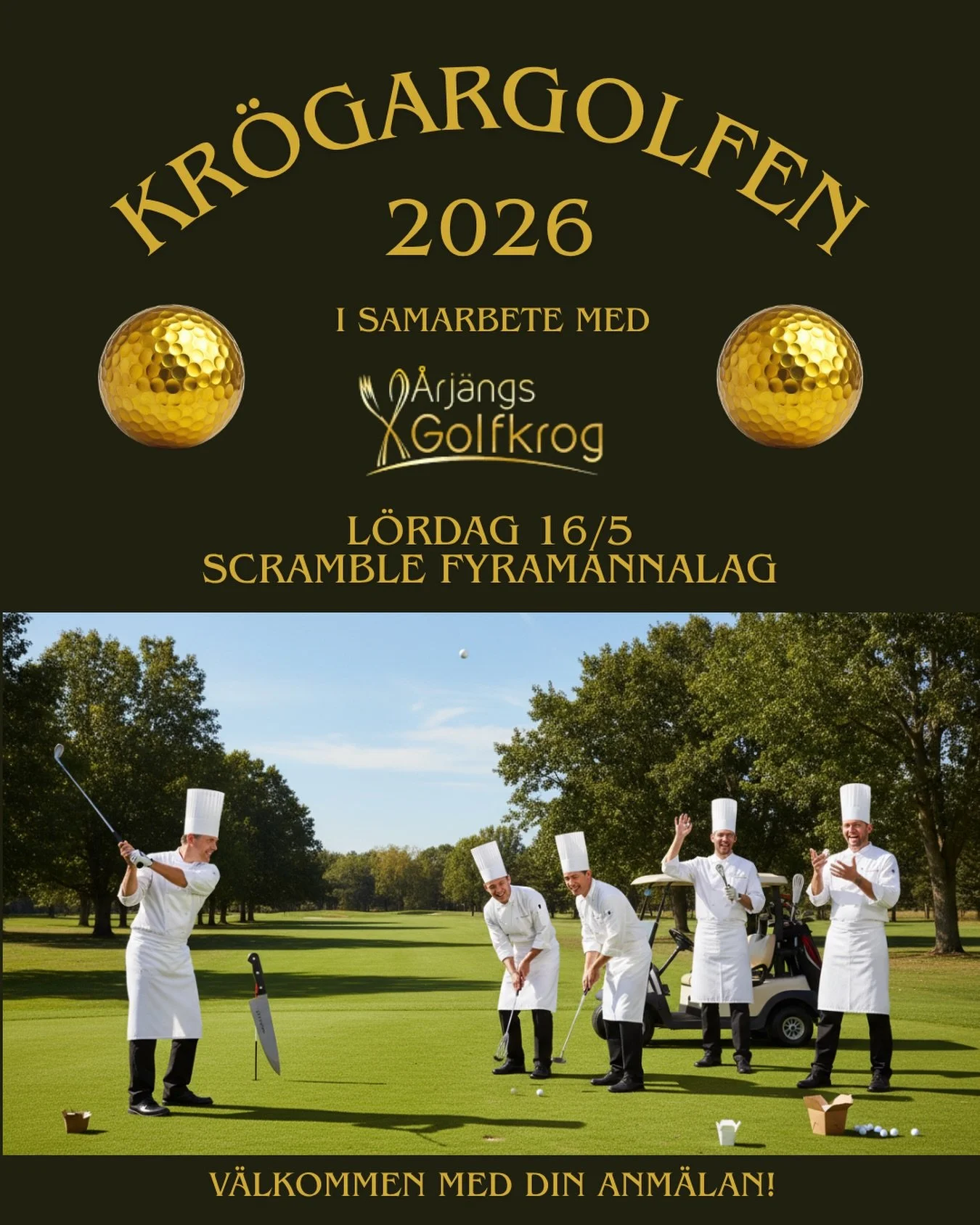 Redan n&auml;sta L&ouml;rdag 16/5 &auml;r det dags f&ouml;r n&auml;sta t&auml;vling p&aring; &Aring;rj&auml;ngs GK, n&auml;mligen Kr&ouml;gargolfen i samarbete med &Aring;rj&auml;ngs Golfkrog. ⛳️
🏌️&zwj;♂️Dra ihop ett fyramannalag och spela en rolig