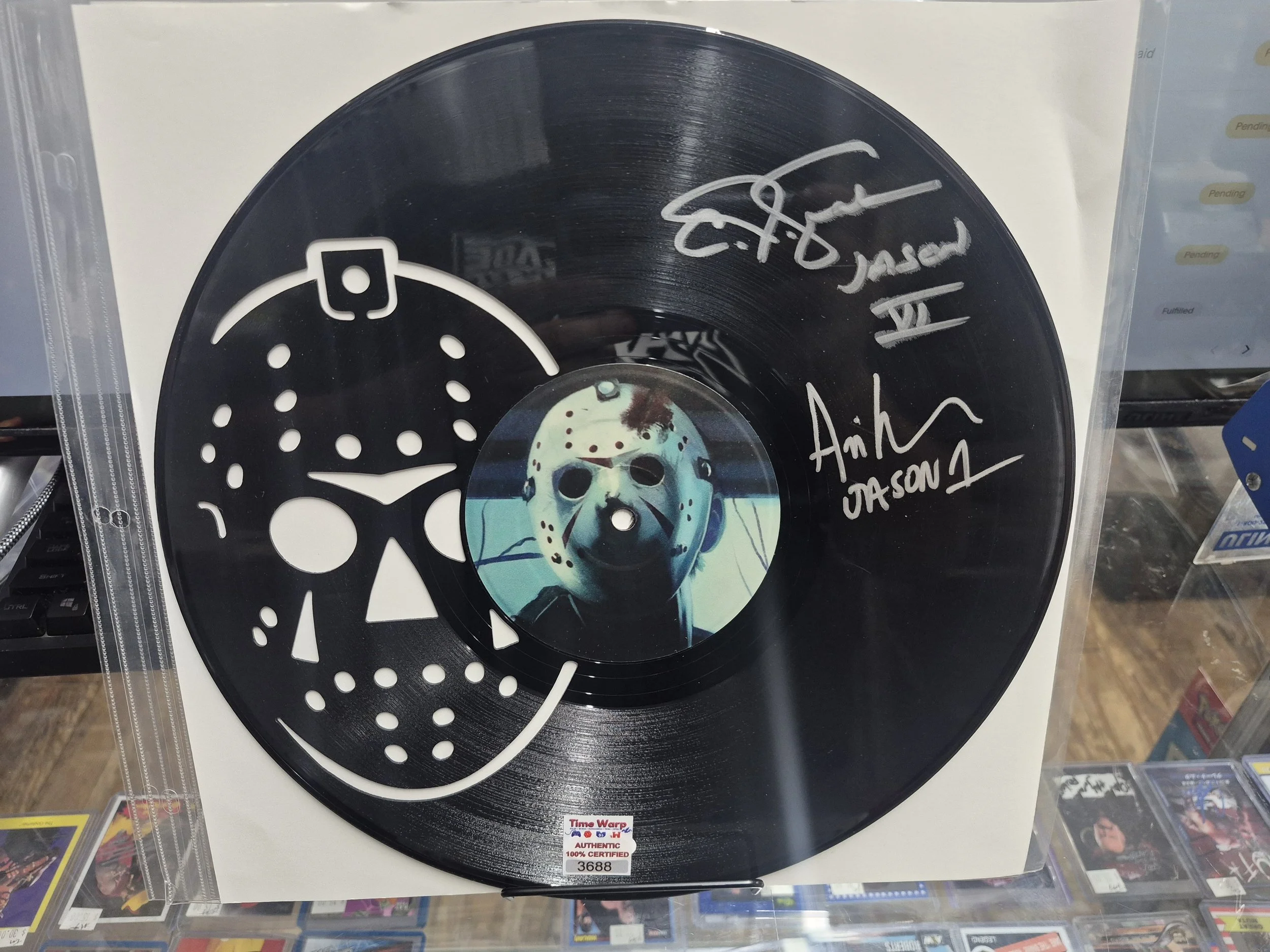 Ari Lehman and CJ Graham Dual Autographed Friday the 13th Vinyl Cut Record