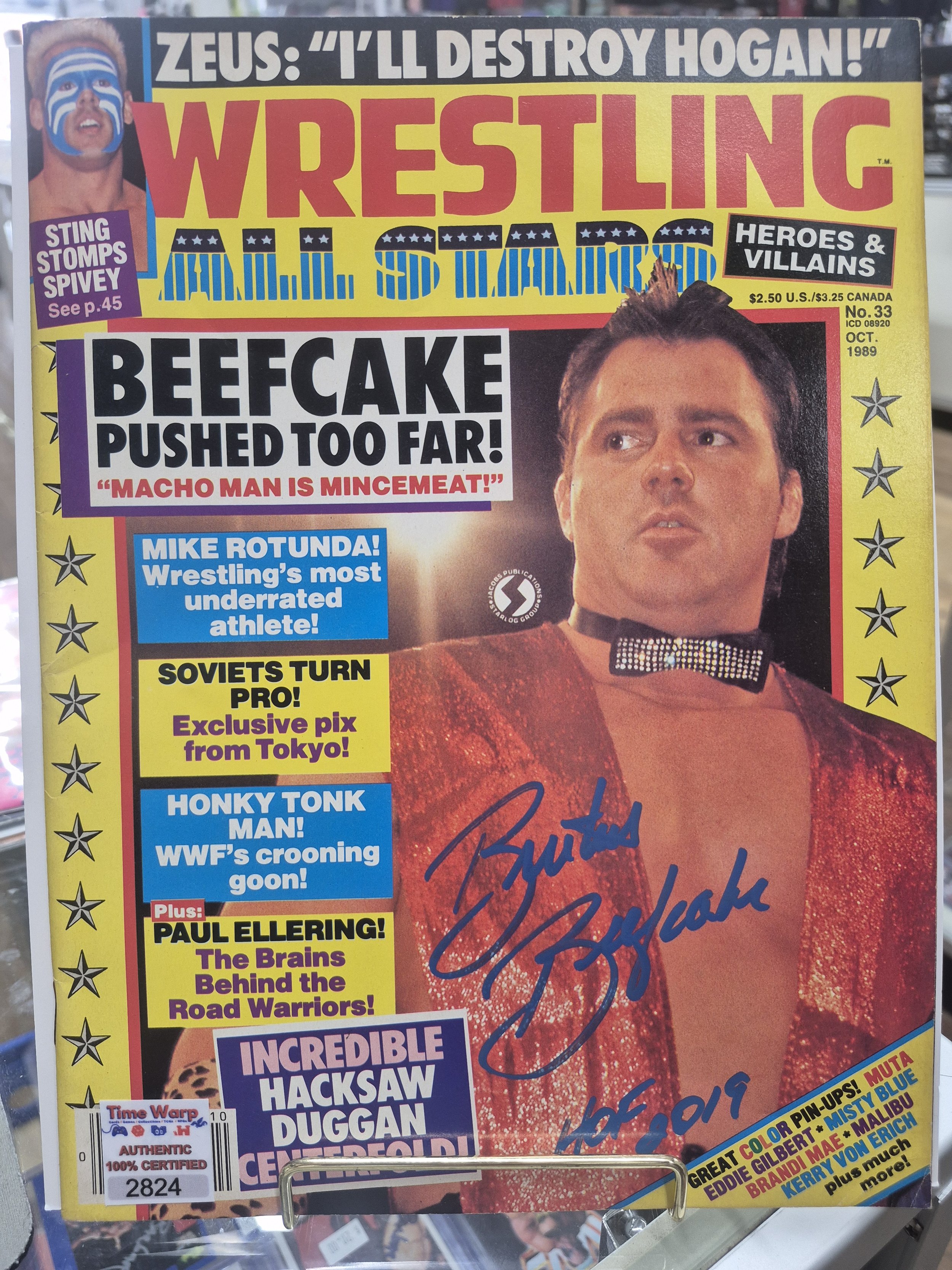 Brutus The Barber Beefcake Autographed Wrestling All Stars Magazine