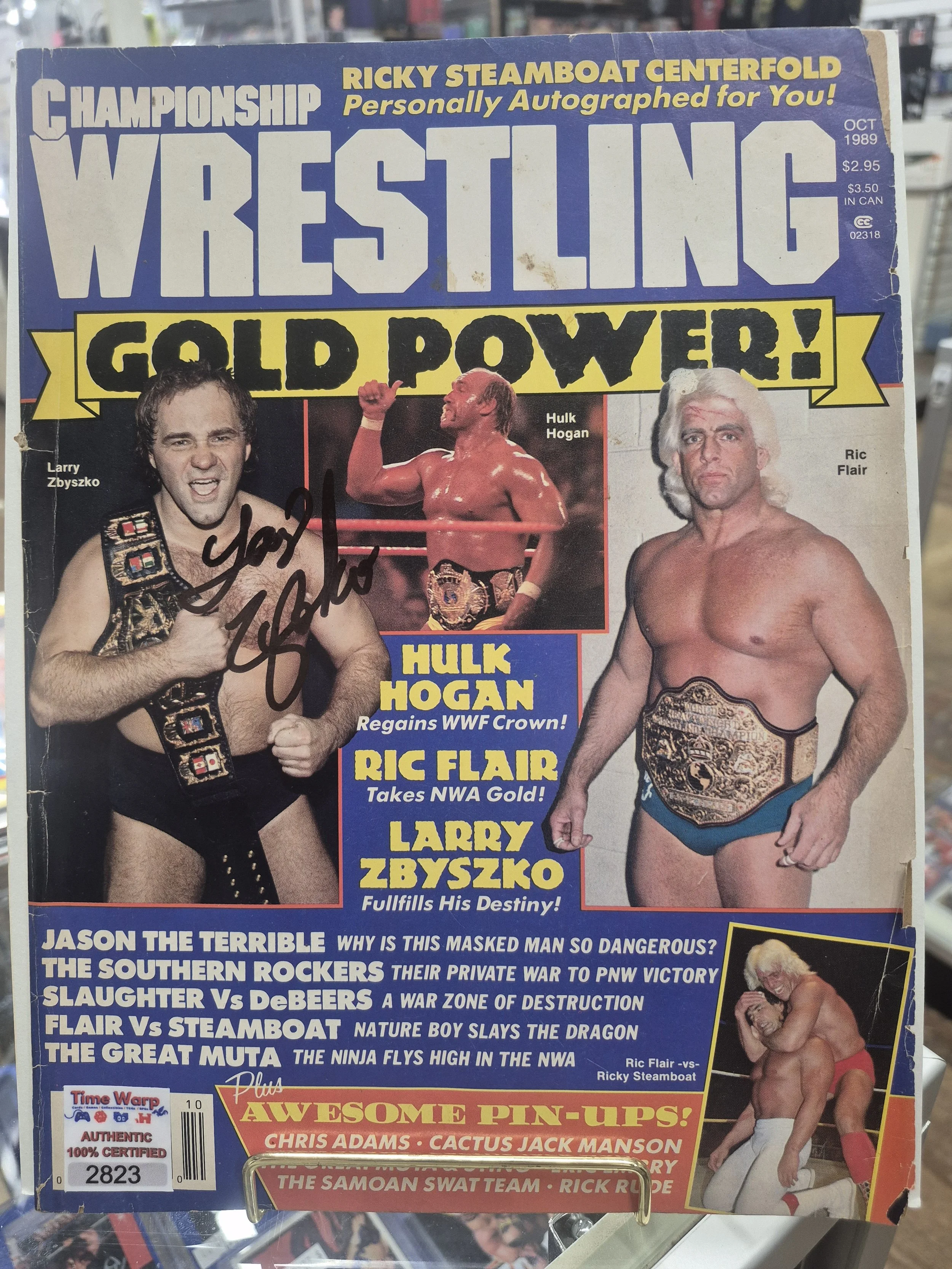 Larry Zbyszko Autographed Championship Wrestling Magazine