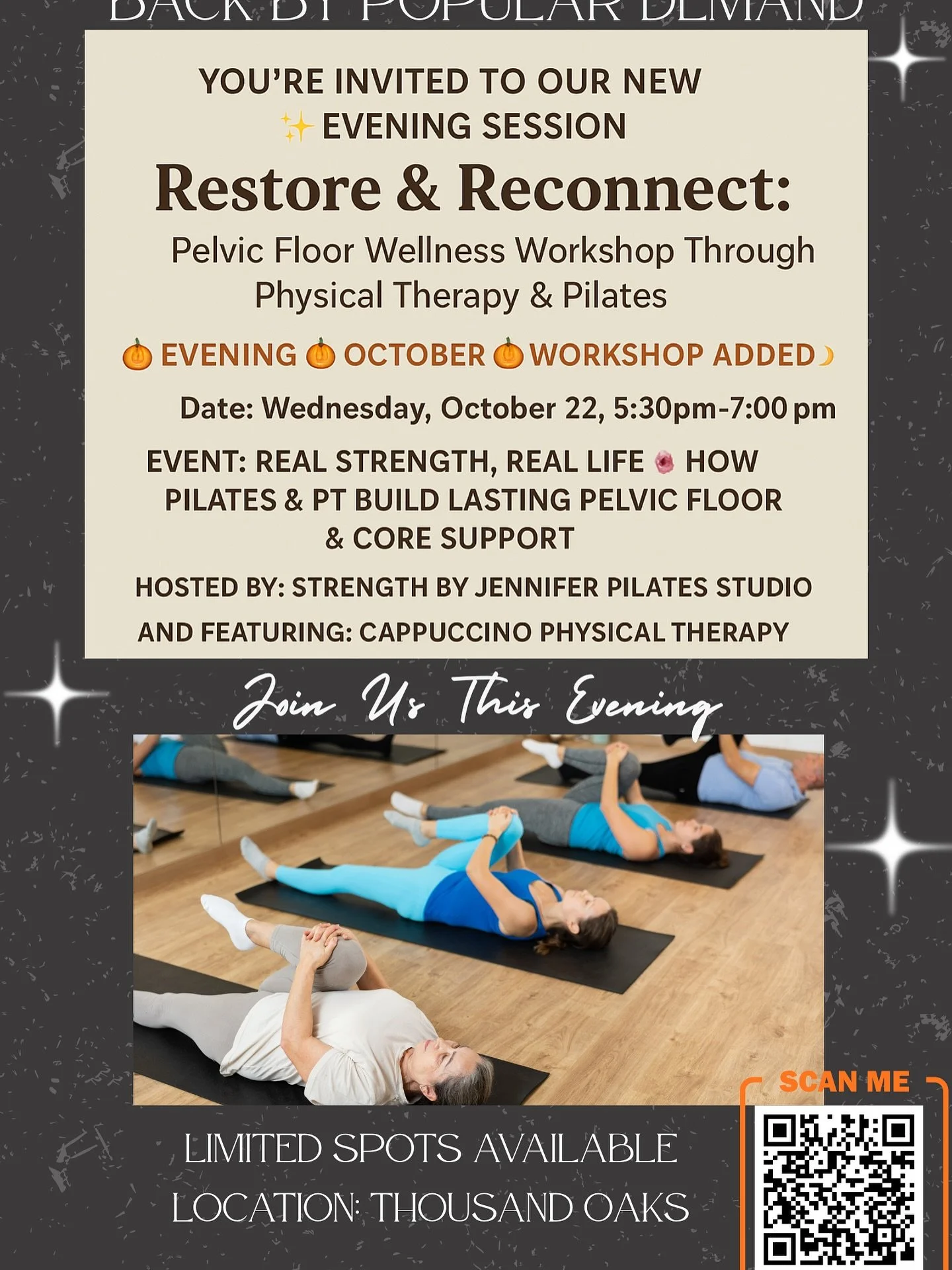 BACK BY POPULAR DEMAND🙌🏻 
Core Strength &amp; Pelvic Floor Workshop 💪
✨ Evening Workshop Added🌙

Your core is so much more than just your abs, it&rsquo;s also part of your powerhouse. In Pilates, that means the entire center of your body working 