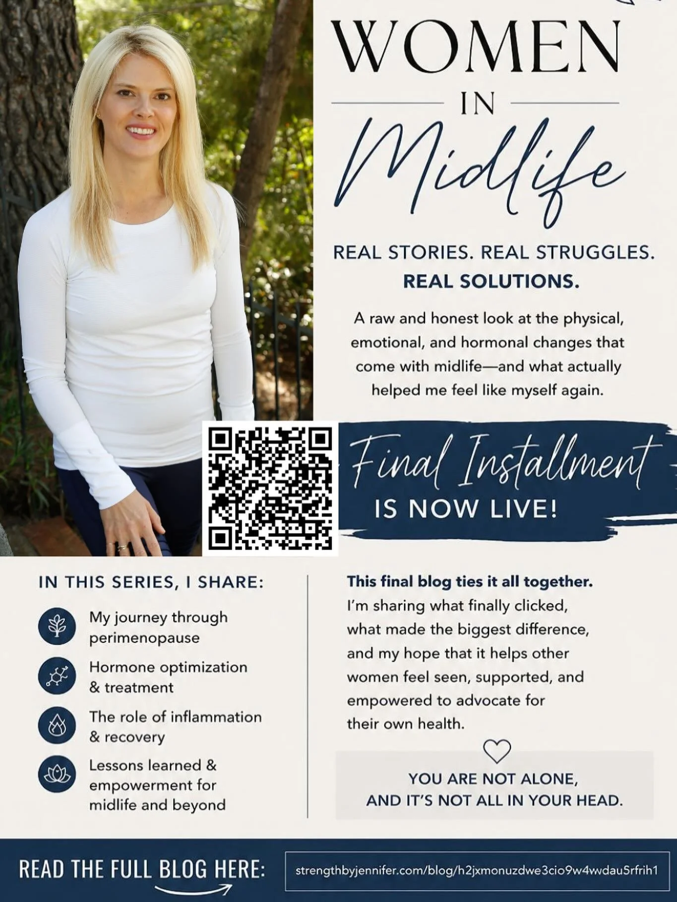 📣 New Blog Alert!

The final installment of my series on women in midlife is now live.

I&rsquo;m sharing my personal experience with perimenopause, HRT, inflammation, recovery, and the long road to understanding what my body was trying to tell me a