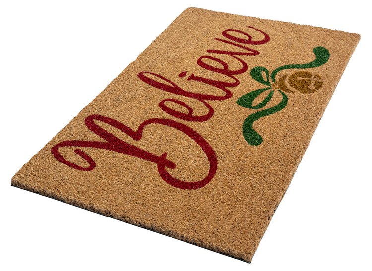 Entryways Williamsburg Winter Wishes Handwoven Coconut Fiber Doormat - Red / Brown