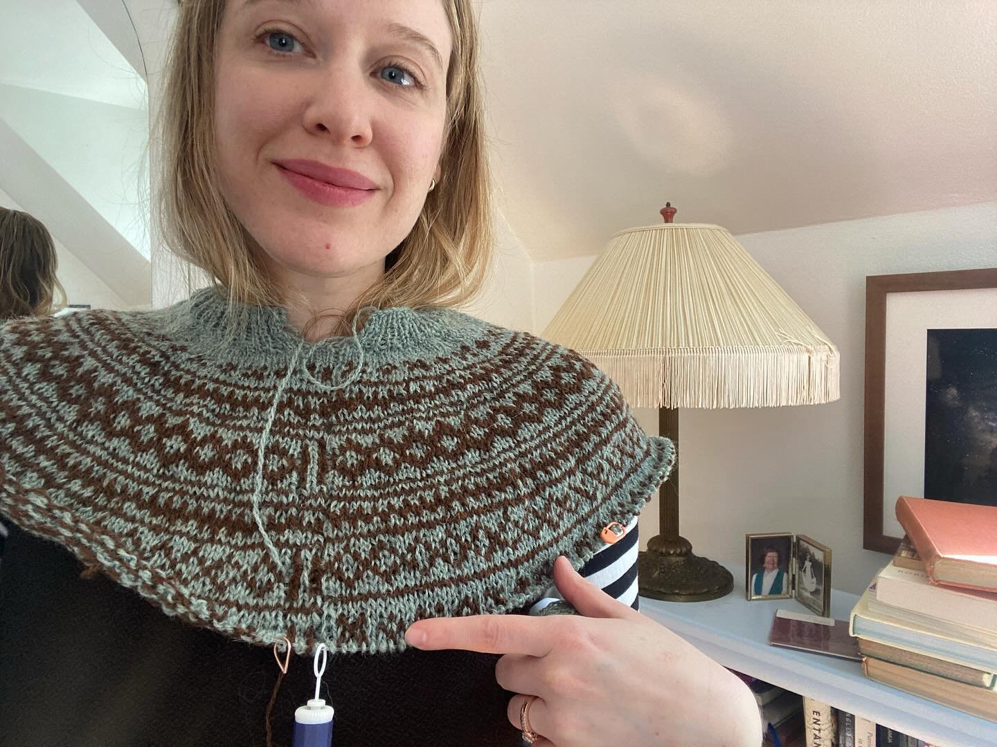 New cardi in the works! 🐬  This is the #otrayokecardigan by @skeindeer. This will be my first time doing a steek. For non-knitters, a steeked cardigan is knit in the round, like a pullover. You reinforce the button bands, and then cut the sweater do