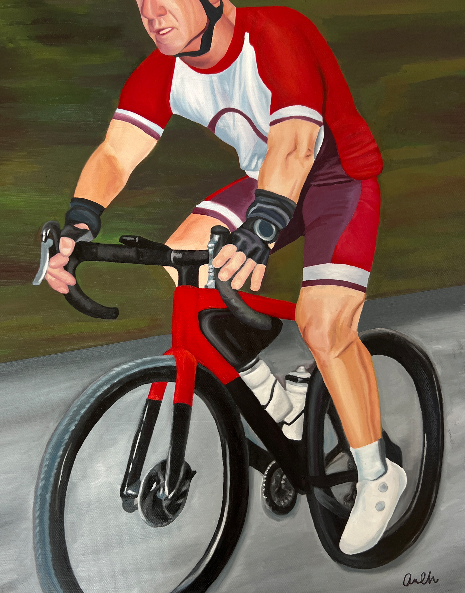 Biking, Oil on canvas