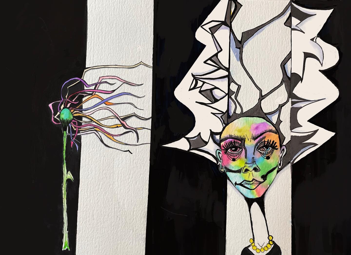 Hello, dawlings, I have good news! I&rsquo;m finally ready to go! #fin and #forsale 
First time incorporating some #digitalart - hope you enjoy! Follow the link in my bio for prices 🥰

#abstractart #art #contemporaryart #abstract #artist #painting #