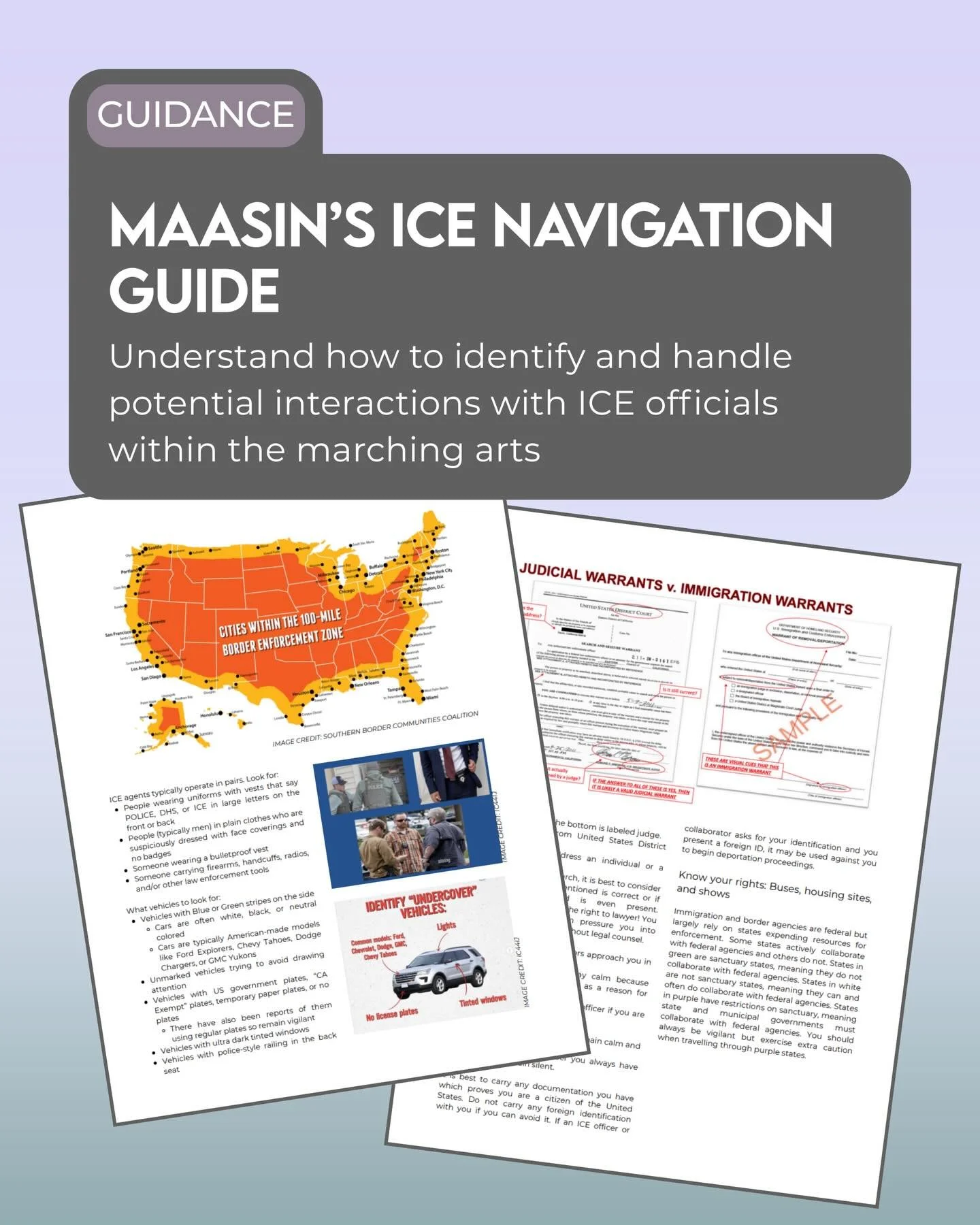 We&rsquo;re reposting our ICE Navigation Guide, a practical resource to help educators, directors, staff, volunteers, and performers understand how to identify immigration enforcement, know basic rights, and create safety plans for tours, shows, and 