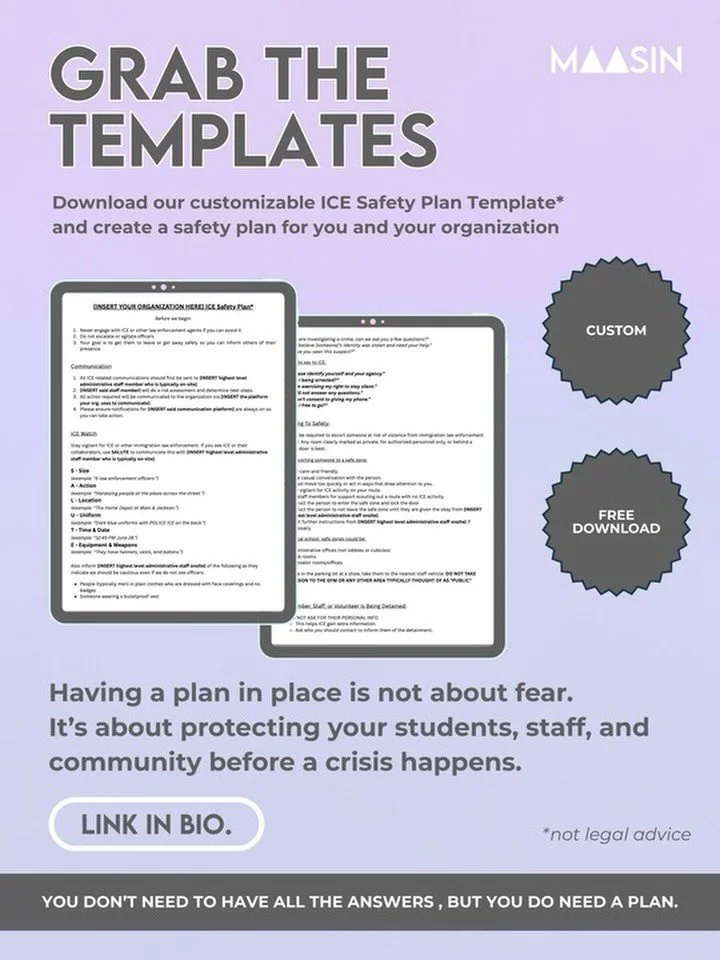 We believe in preparation without fear. The goal of MAASIN&rsquo;s ICE Safety Template is simple: to help organizations feel grounded, informed, and ready if the unthinkable happens, not panicked or powerless.
Being proactive means asking hard questi