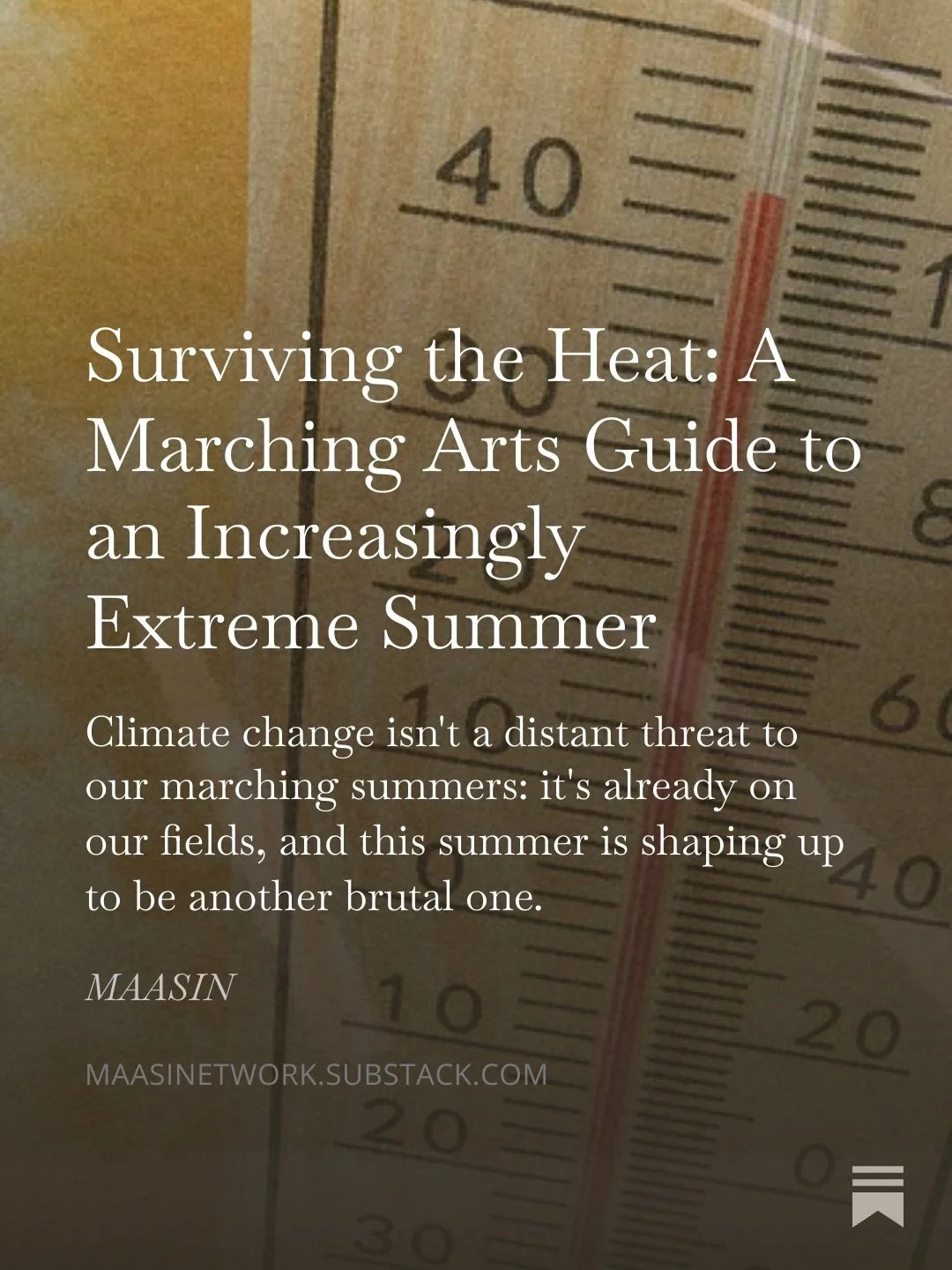 This Earth Day we are unfortunately reminded how much climate change is already showing up on our fields, and with drum corps season right around the corner, this summer is shaping up to be another brutal one. 🌍

Climate change is showing up in the 
