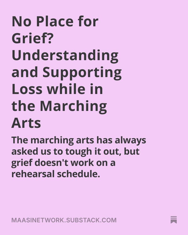 May is Mental Health Awareness Month and grief is one of the most human experiences we rarely make space for in the marching arts. 💙

From losing someone while on tour, to the quiet loss of aging out, this activity asks a lot of us emotionally.

Lin