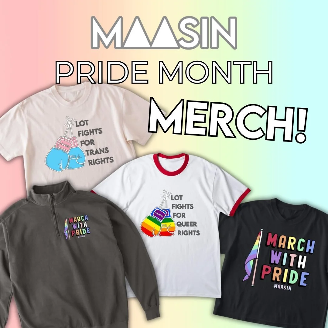 New Pride Month merch just dropped! We are excited to share designs created by LGBTQIA+ artists to continue funding our accessibility and inclusion programs. Join MAASIN in embracing queer joy and perseverance. Link in bio 🌈

#MarchwithPride #PrideM