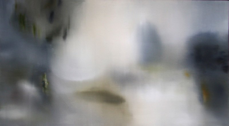 Title: "Our new pond attracts dragonflies which hover over the water like helicopters and willy wagtails who dance on the logs catching their breakfast of insects."
Medium: Oil on linen
Size: 93 x 165 cm
SOLD