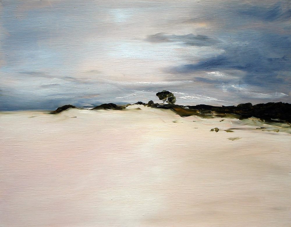 Title: "He’s dancing to some beautiful ambient music in front of me with the sliding doors open wide, looking out over the sea."
Medium: Oil on plywood
Size: 35 x 45cm
SOLD