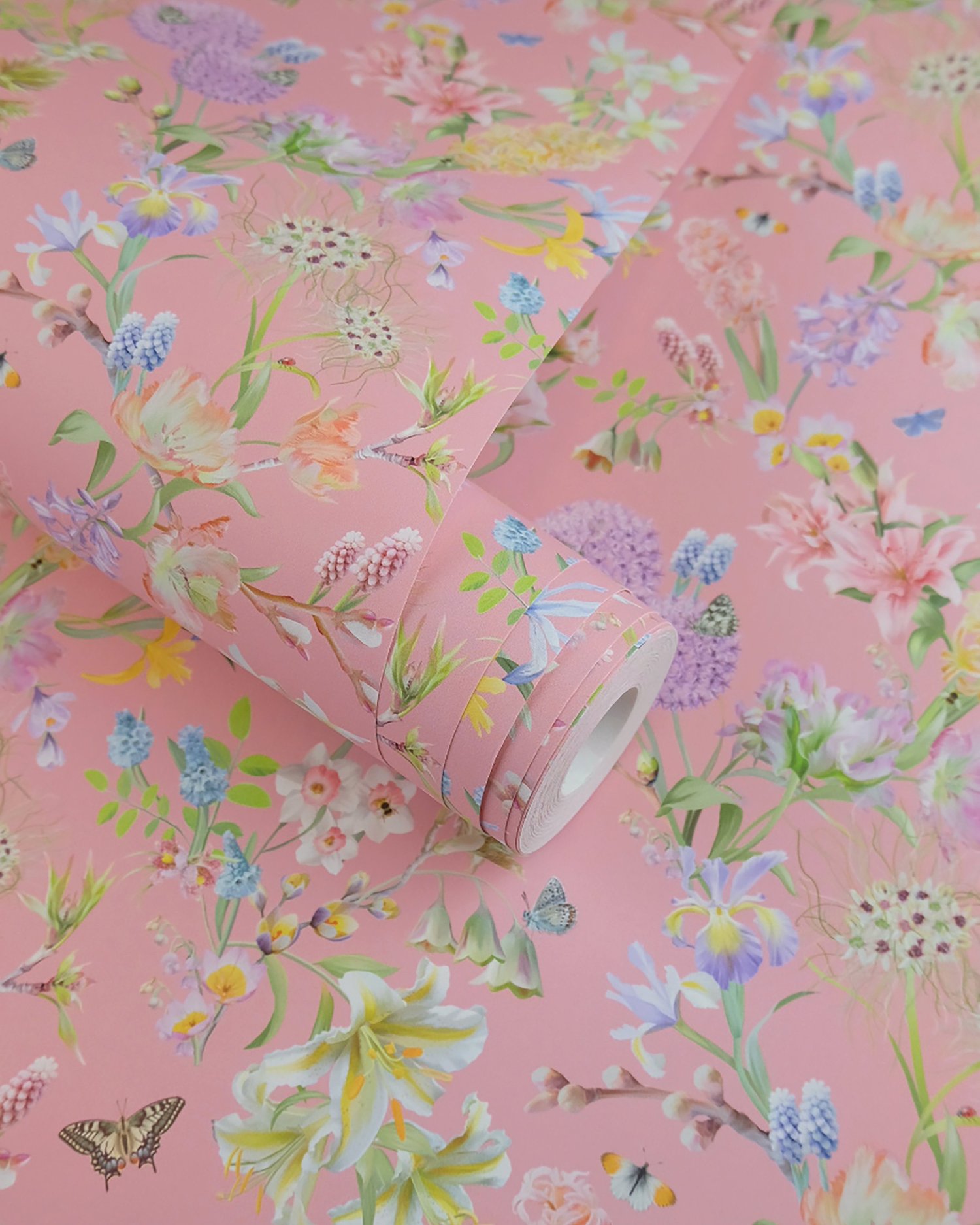 Hopeful Beginnings' - Pink Wallpaper — BAULDRY BOTANICALS