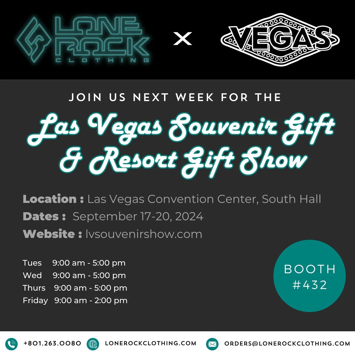 Join us next week for one of our biggest Trade Shows of the year! Lone Rock Clothing is thrilled to showcase our new line of headwear, fleece, apparel, and accessories at the Las Vegas Souvenir Gift and Resort Show. Join us at Booth #432 to connect w