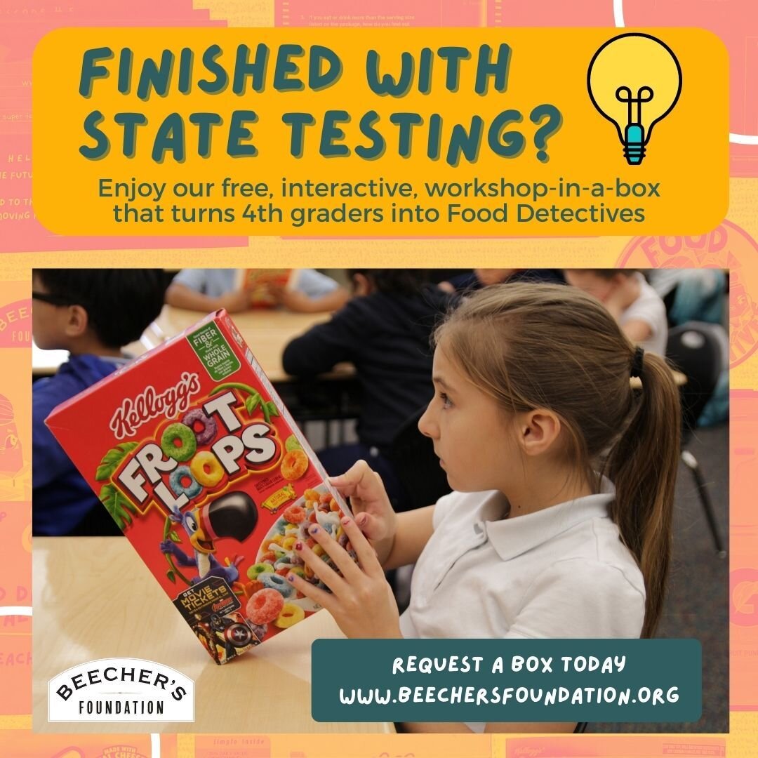 ✅ Finished with state testing? Consider our free, interactive, workshop-in-a-box that turns 4th graders into Food Detectives!

📩 Head to www.beechersfoundation.org to request a free box today! 

#FoodLiteracy #FoodEd #FourthGrade #NutritionEducation