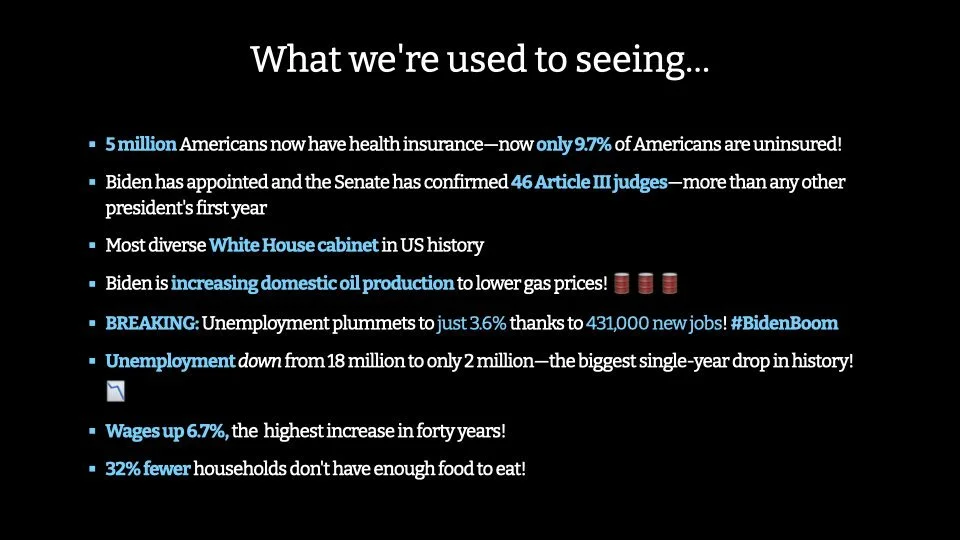 Long, number-heavy list of Democratic accomplishments.