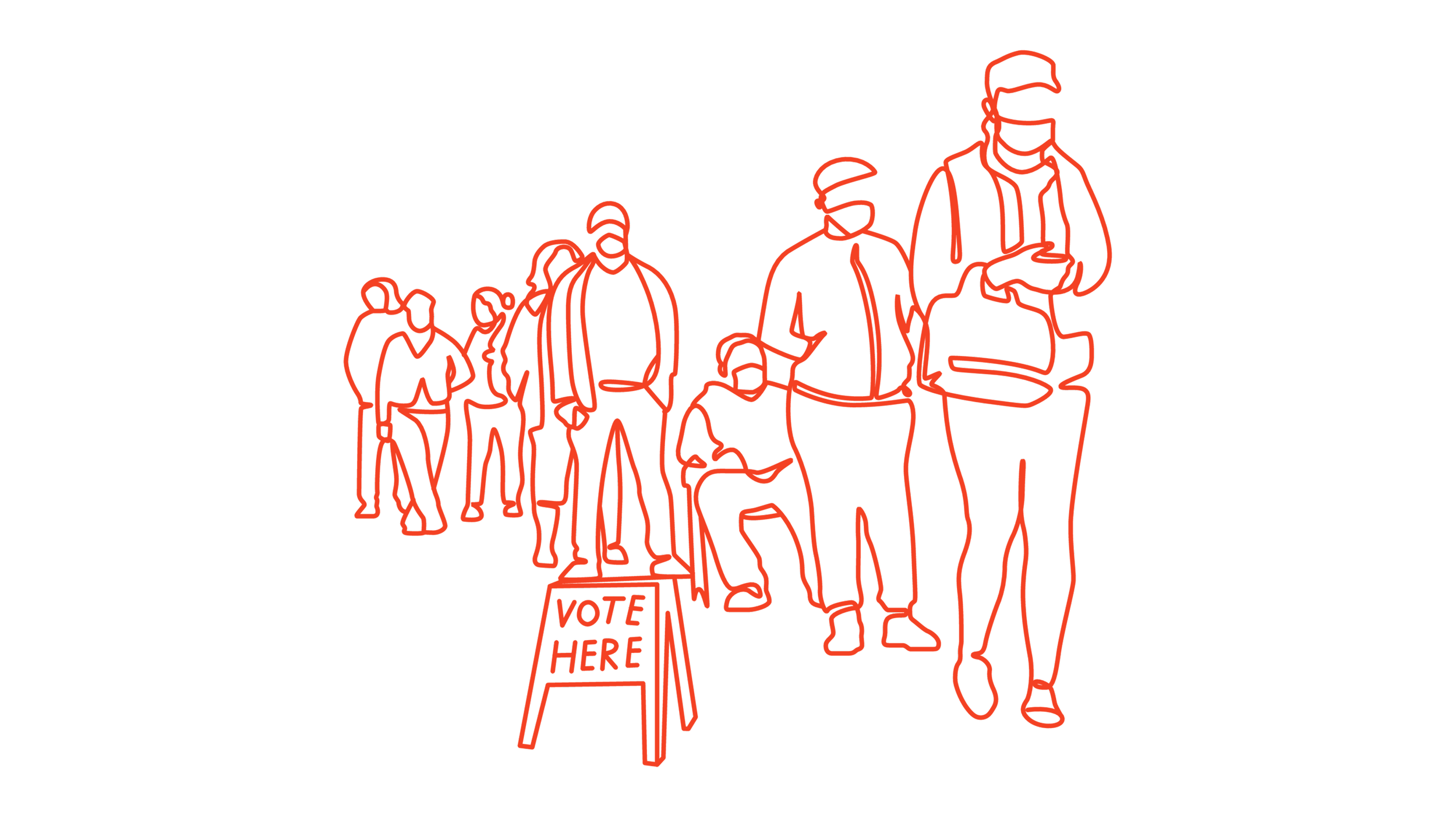 A line of voters waiting to vote.